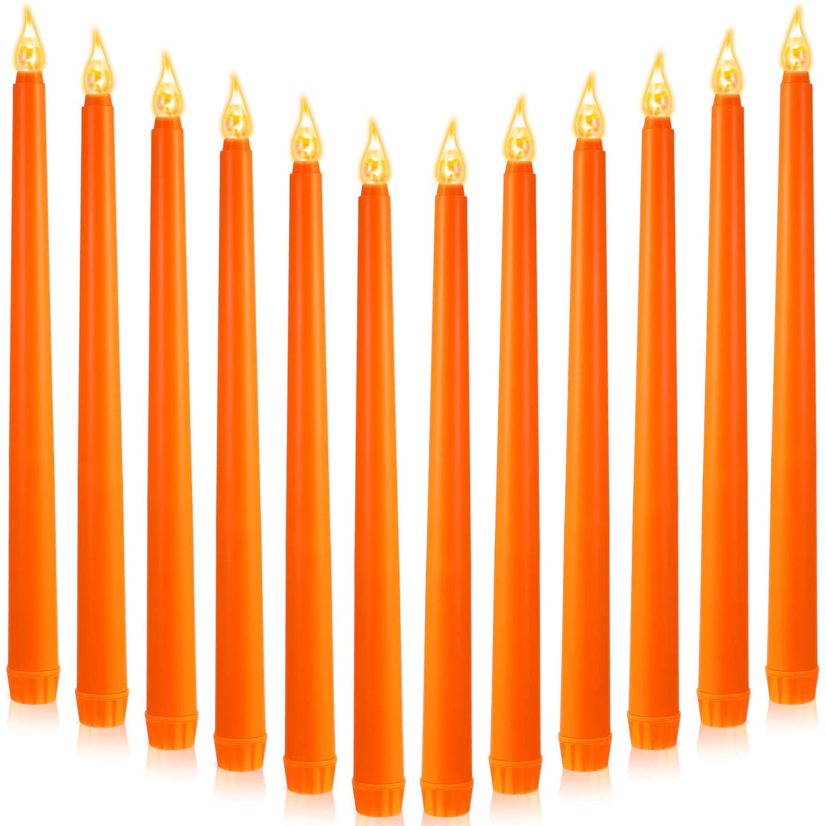 12 Pcs Led Taper Candles Dripless Unscented Flameless Battery Dinner Candles For Halloween, Weddings, Church, Hanukkah, Christma