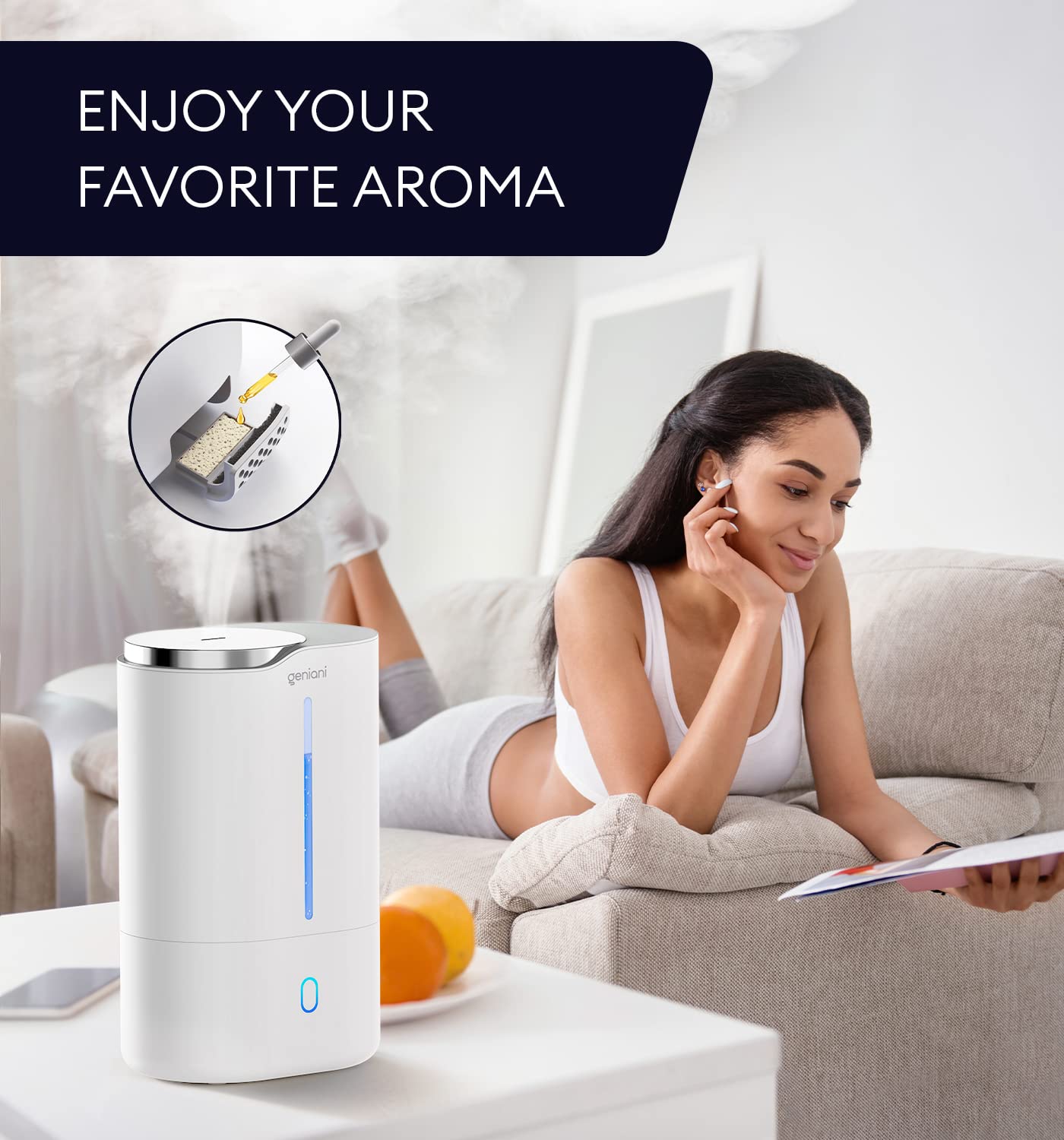 Top Fill Humidifier With Essential Oil Diffuser 6L For Home, Baby, Bedroom, Large Room & Indoor Plants, Cool Mist Ultrasonic Qui