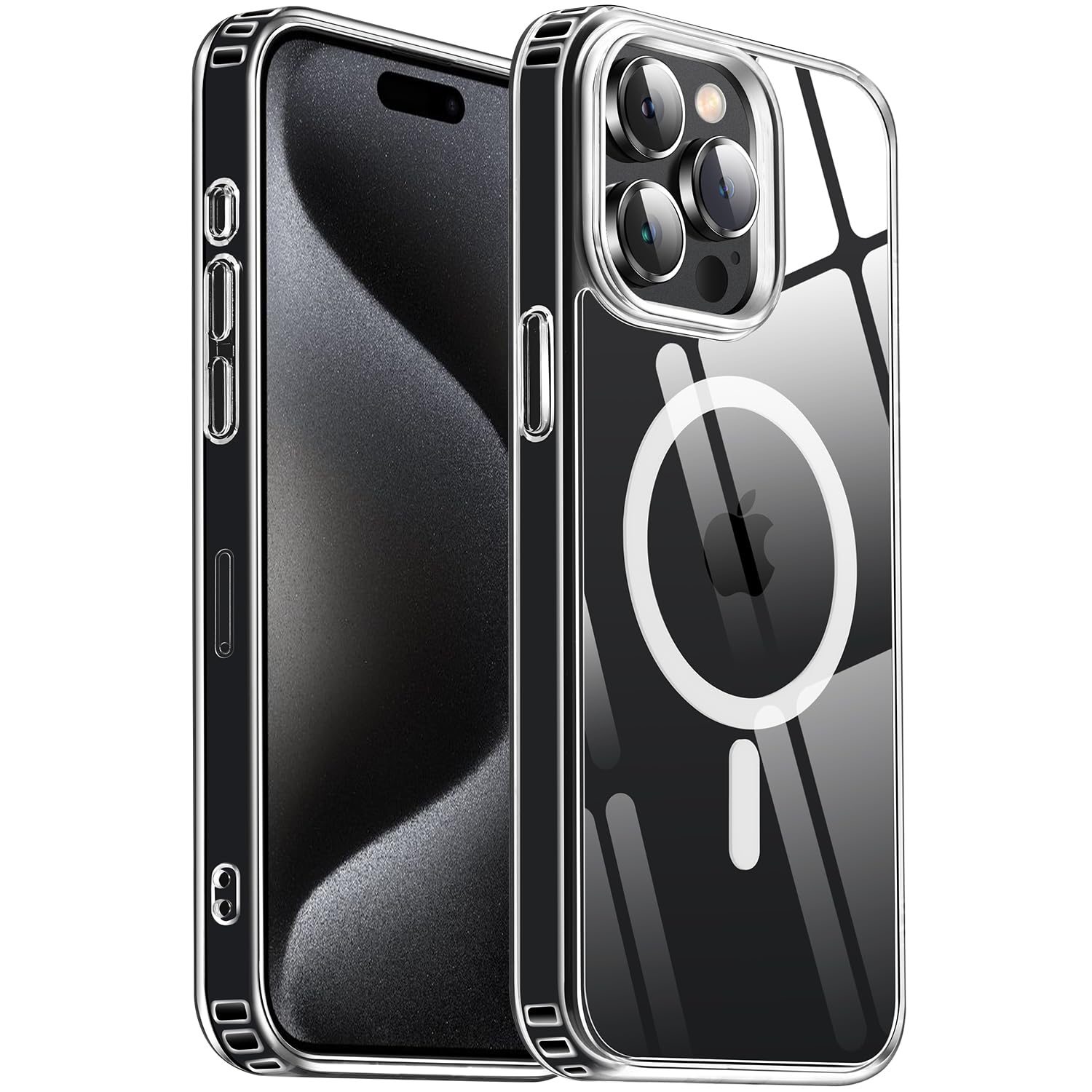 Yzoiko Strong Magnetic Clear For Iphone 15 Pro Max Case [10Ft Military Grade Protection] Compatible With Magsafe Shockproof Slim