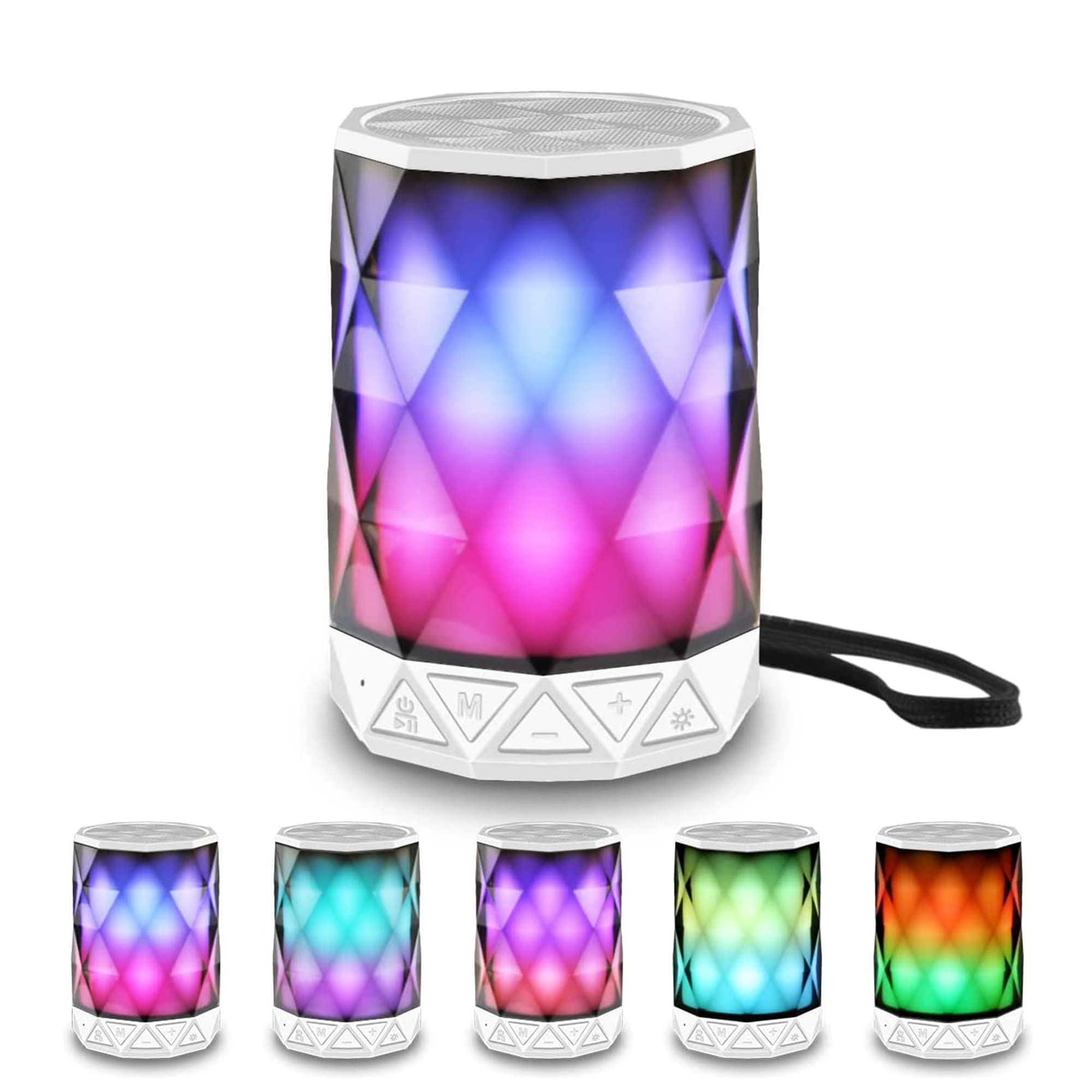 Lfs Led Portable Bluetooth Speakers With Lights, Night Light Waterproof,Speakers Color Change Computer Speaker,Mic Tf Card Tws Support For Iphone Samsung Gaming Christmas (White)