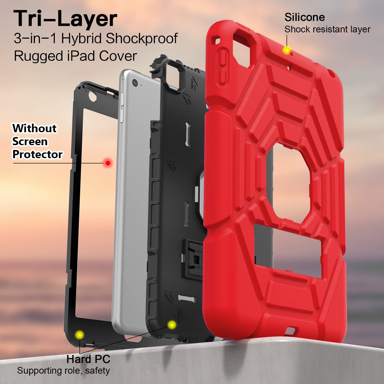 Grifobes For Ipad Mini 5 Case 2019, For Ipad Mini 4 Case 2015 For Kids, Heavy Duty Shockproof Rugged Case Cover With Stand, Prot