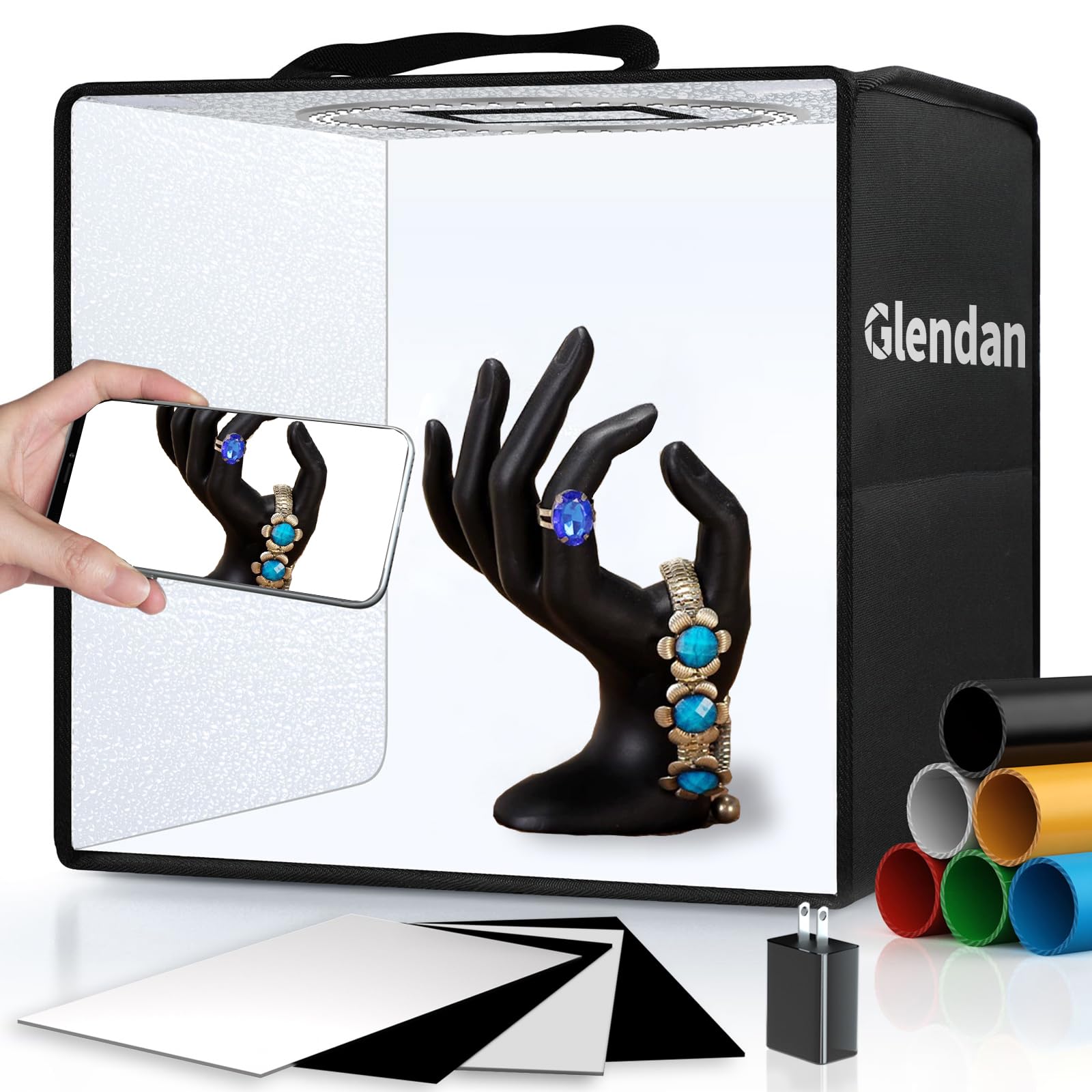 Glendan Mini Photo Studio Light Box, 12''X12'' Professional Light Box Photography, Portable Folding Photo Box With Cri >95 112 L