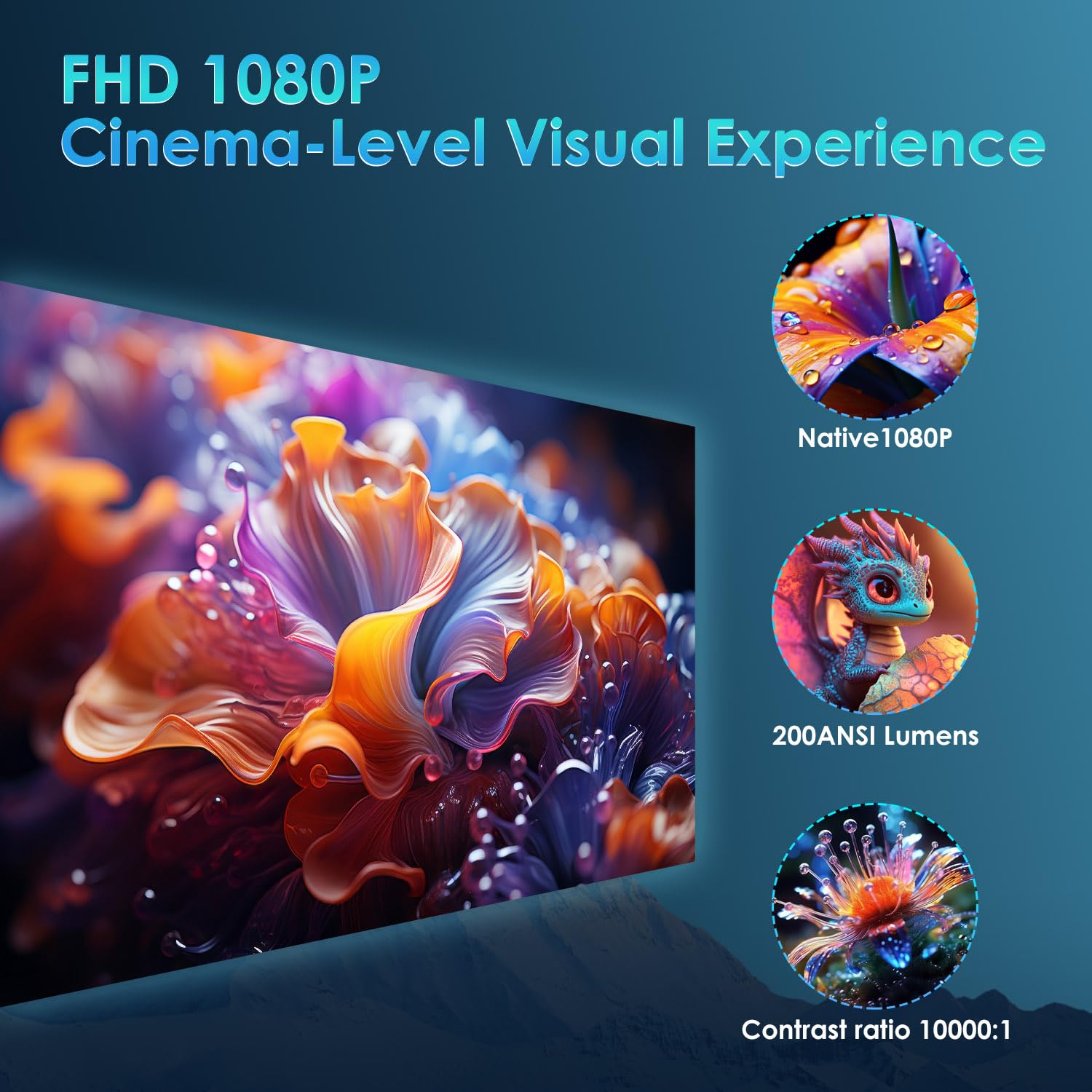 [ Auto Focus / Short Throw ] Smart Projector With Built In Apps, 5G Wifi And Bluetooth 5.4, 1080P Native Projectors 4K Outdoor M