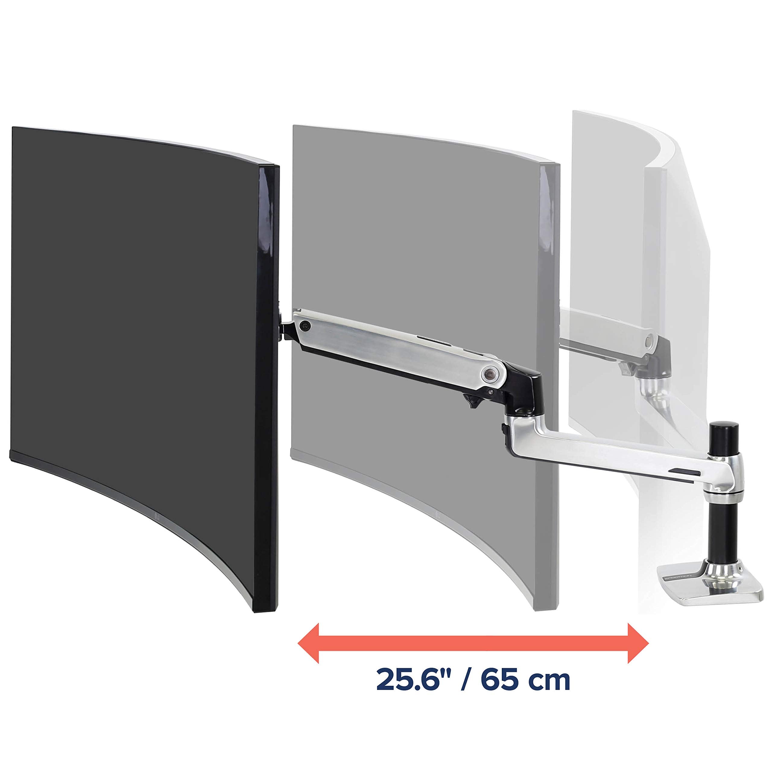 Ergotron � LX Premium Monitor Arm, Single Monitor Desk Mount � fits Flat Curved Ultrawide Computer Monitors up to 34 Inches, 7 to 25 lbs, VESA 75x75mm or 100x100mm � Polished Aluminum