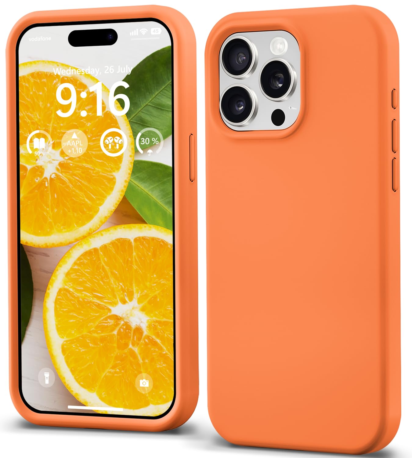 IceSword Compatible with iPhone 15 Pro Case Orange, Liquid Silicone Phone Case Cover Slim Protective, Soft Anti-Scratch Bright C
