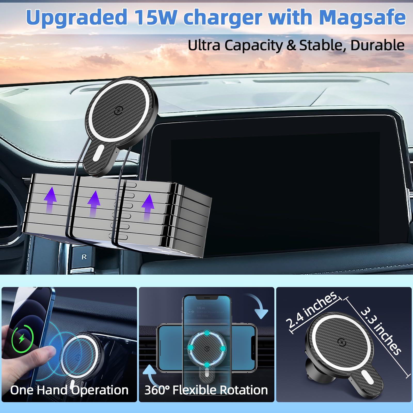 Car Phone Mount For Toyota Rav4 2019 2020-2023 2024 2025 Accessories 7/8/9-Inch Screen 360 Rotation Smart Phone Cradles Magnetic