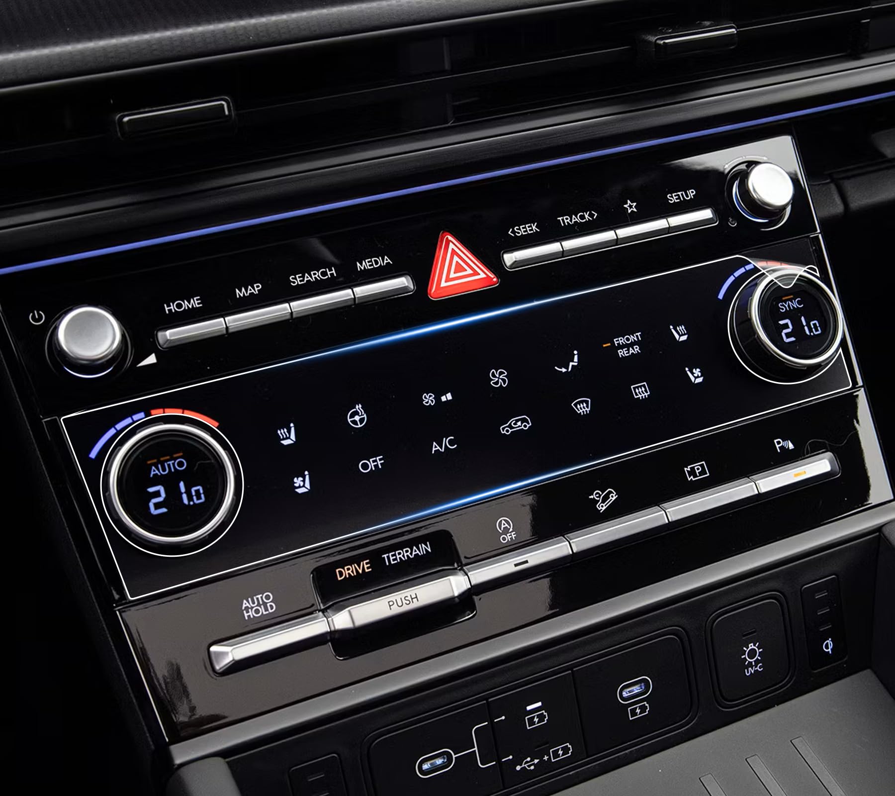 Shaohao For 2024 Hyundai Santa Fe Screen Protector Compatible With Hyundai Santa Fe Accessories 2024 Santa Fe (Sel/Xrt/Limited/Calligraphy) Santa Fe Hybrid Ac Panel Hd Clear A/C Display Cover 2Pcs