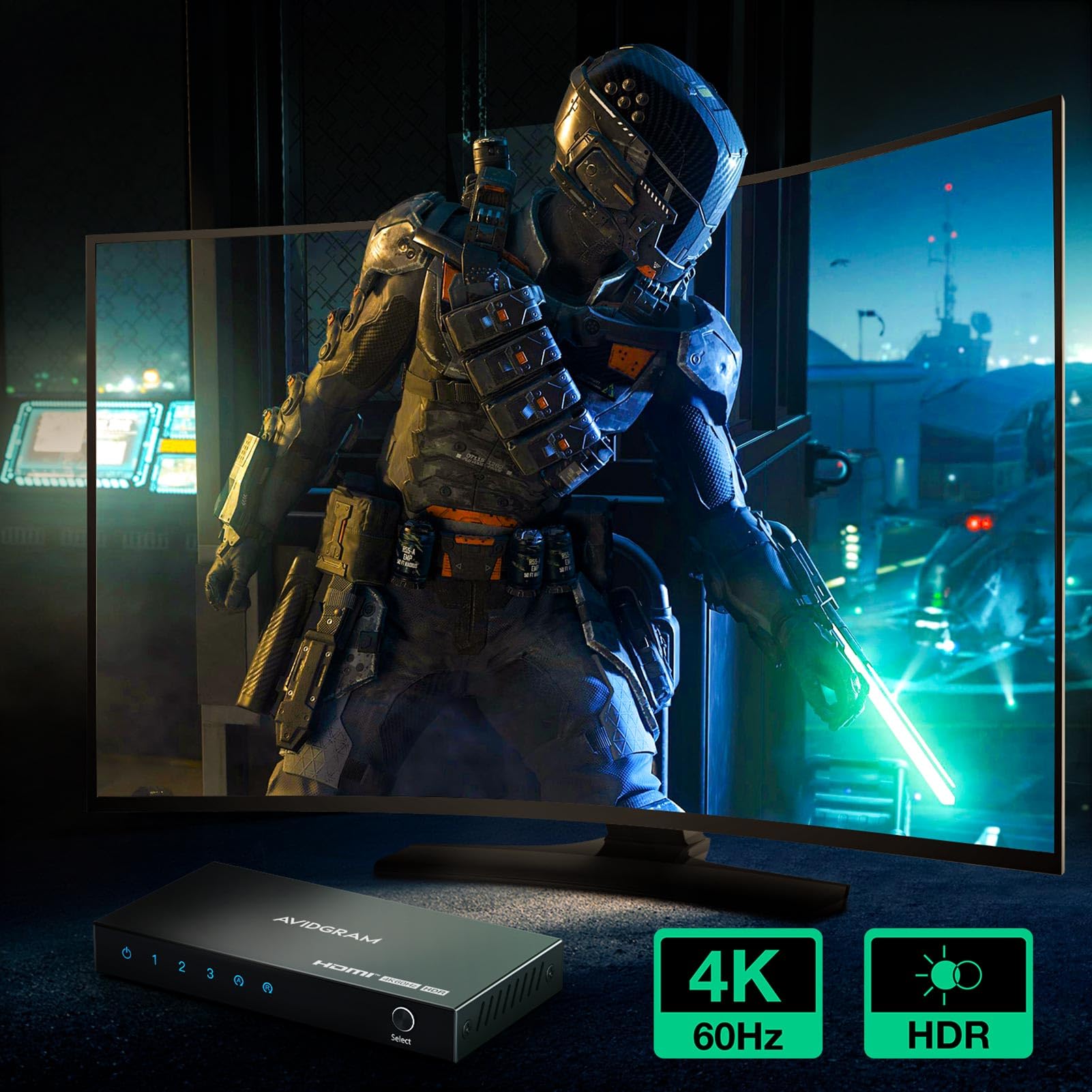 Hdmi Switch 4K 60Hz, Avidgram Hdmi 2.0 Switcher 3 In 1 Out, 3 Port Hdmi Selector Box With Ir Remote Control Support Hdcp 2.2 Hdr