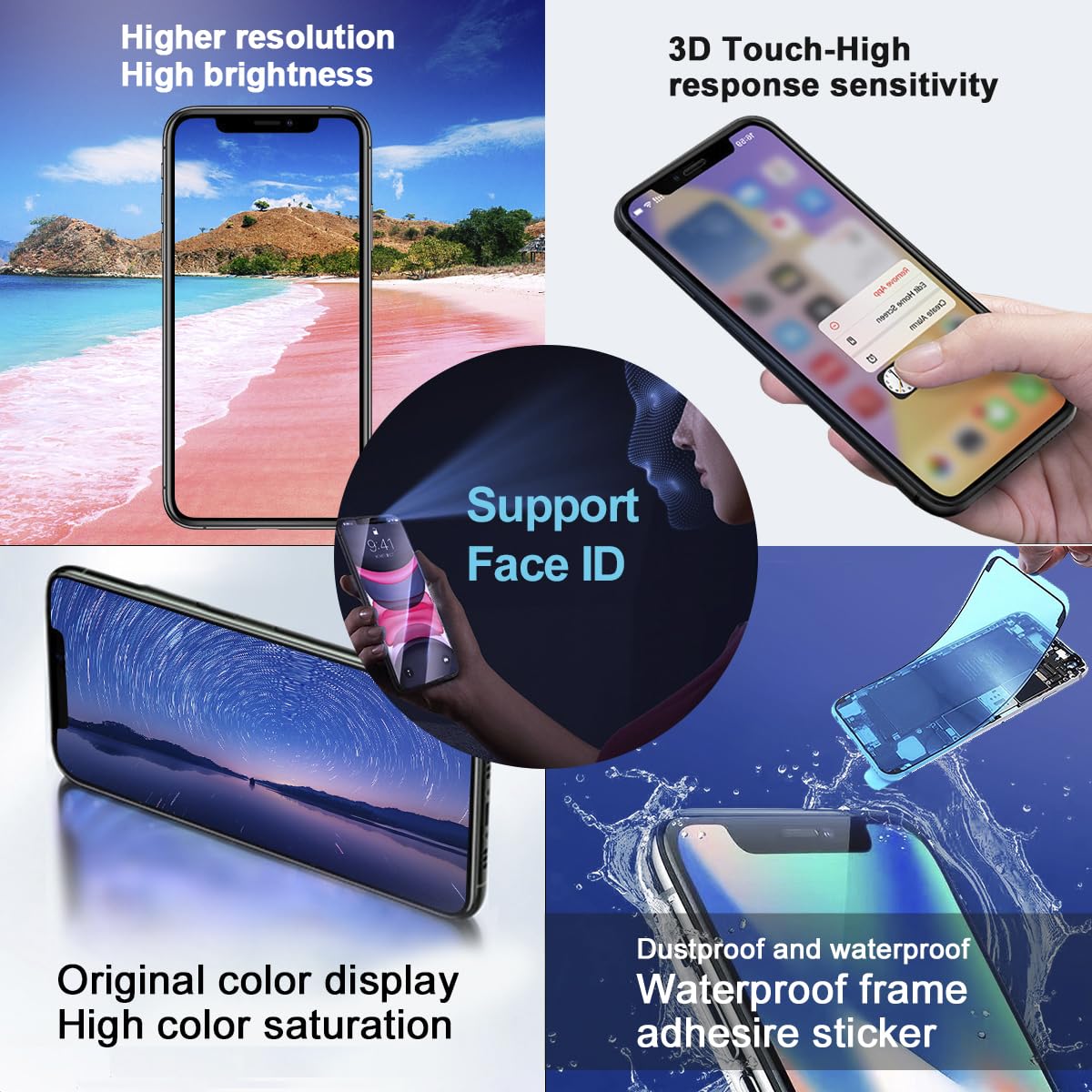 Efaithfix For Iphone Xr Lcd Screen Replacement 6.1 Inch Frame Assembly Display 3D Touch Screen For A1984/A2105/A2106/A2108 Repai