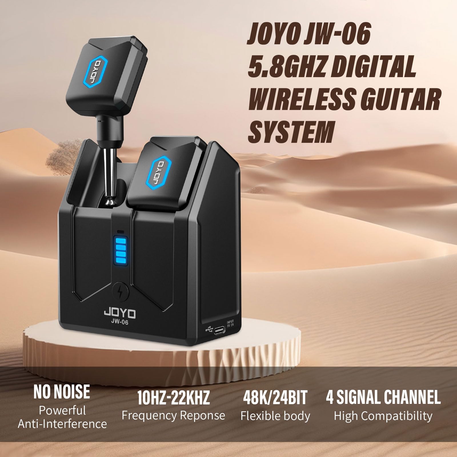Joyo Wireless Guitar System 5.8Ghz Wireless Guitar Transmitter Receiver With Charging Box 4 Signal Channel For Guitar Bass Elect