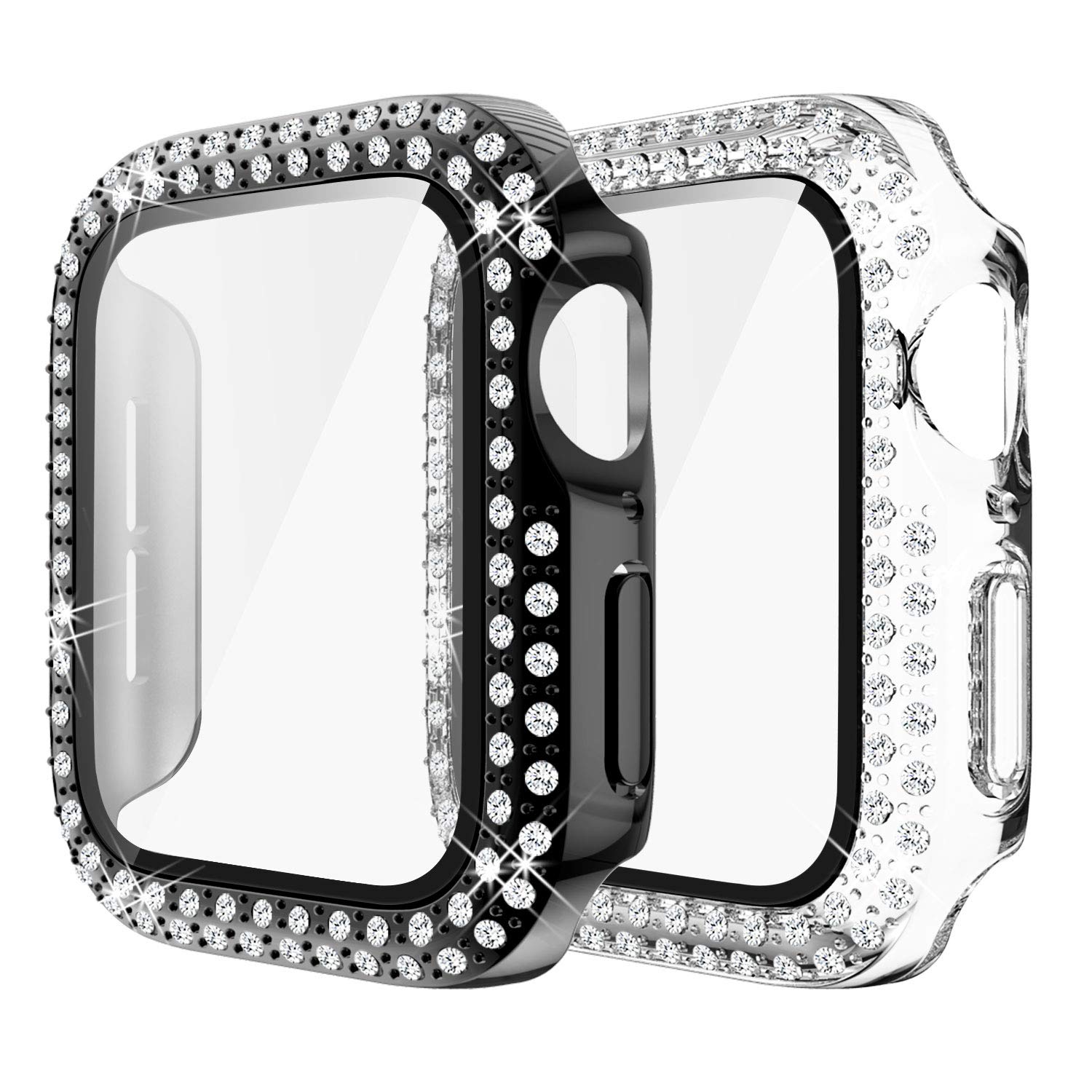 Yolovie (2 Pack) Compatible For Apple Watch Series 8 7 45Mm Case With Screen Protector, Bling Cover Diamonds Rhinestone Bumper P