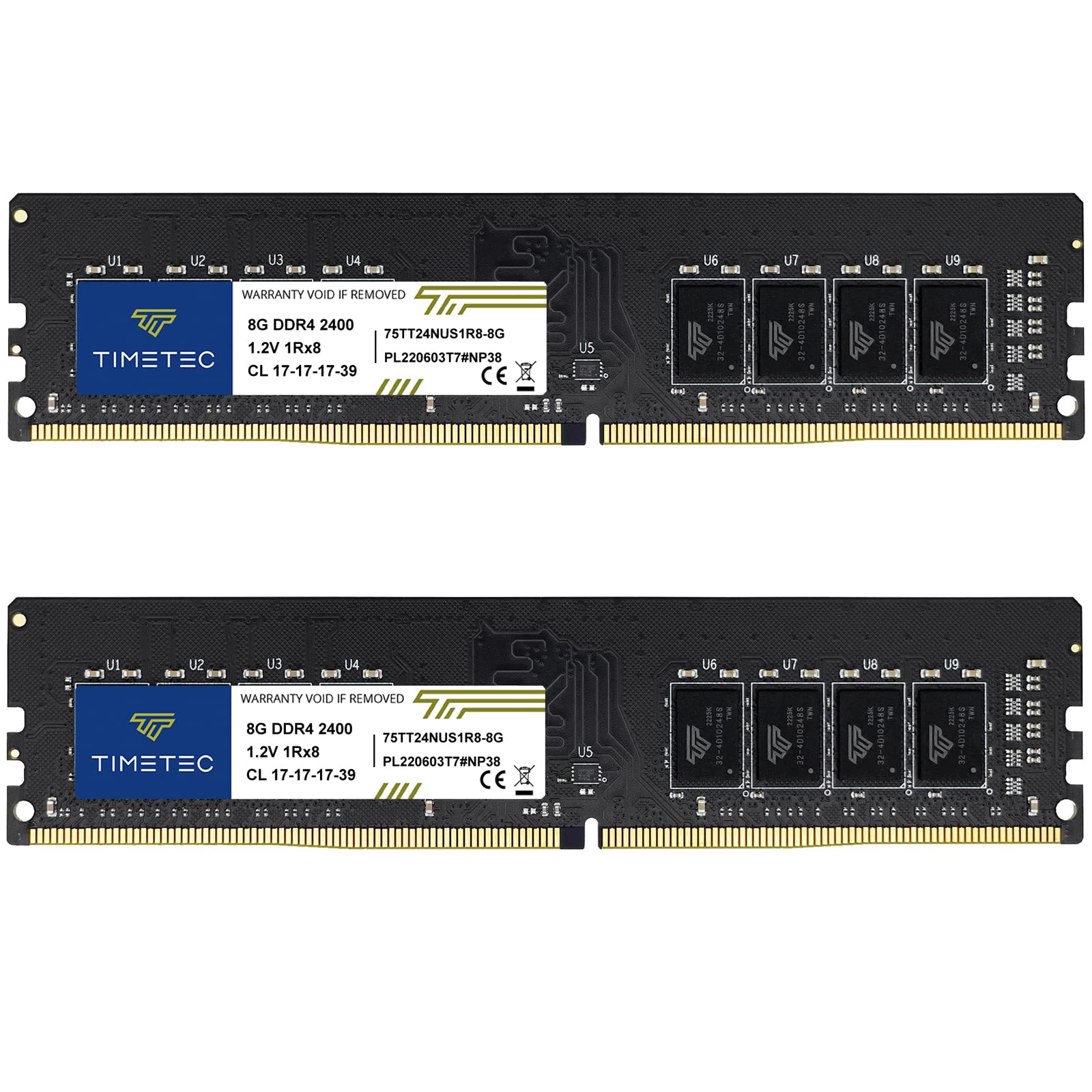 Timetec 16Gb Kit(2X8Gb) Ddr4 2400Mhz Pc4 19200 Non Ecc Unbuffered 1.2V Cl17 1Rx8 Single Rank 288 Pin Udimm Desktop Pc Computer M