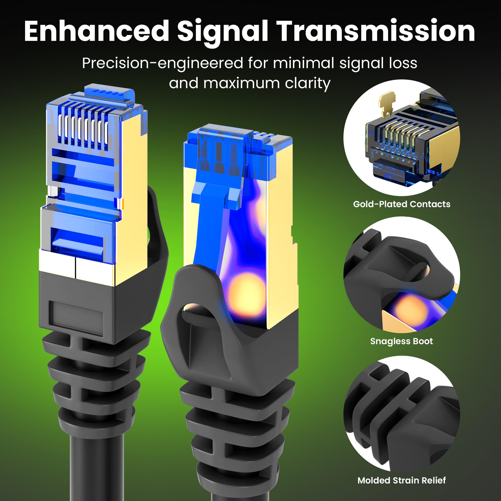 Gearit Cat8 Outdoor Ethernet Cable (60 Feet) Waterproof, Direct Burial, In-Ground, Lldpe Uv Jacket, Pure Copper, 26Awg, 40Gbps 2