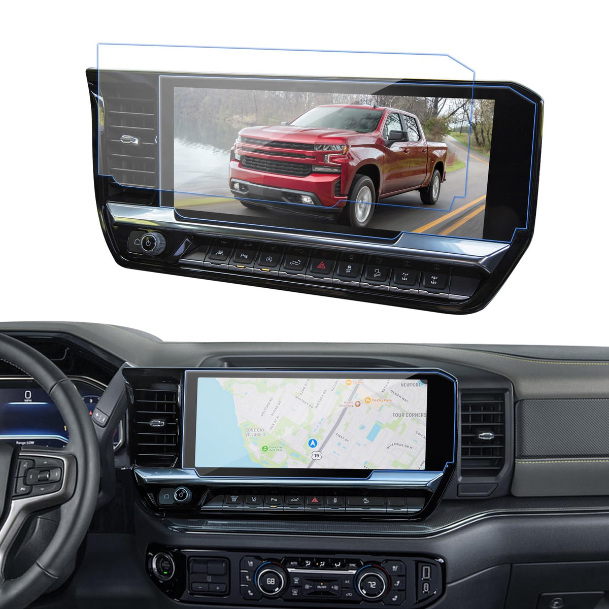 Lantu (2Pcs Silverado 1500 Nano Screen Protector For 2022-2024 Chevy Silverado/Gmc Sierra 1500& 2024 Chevrolet Silverado/Sierra 
