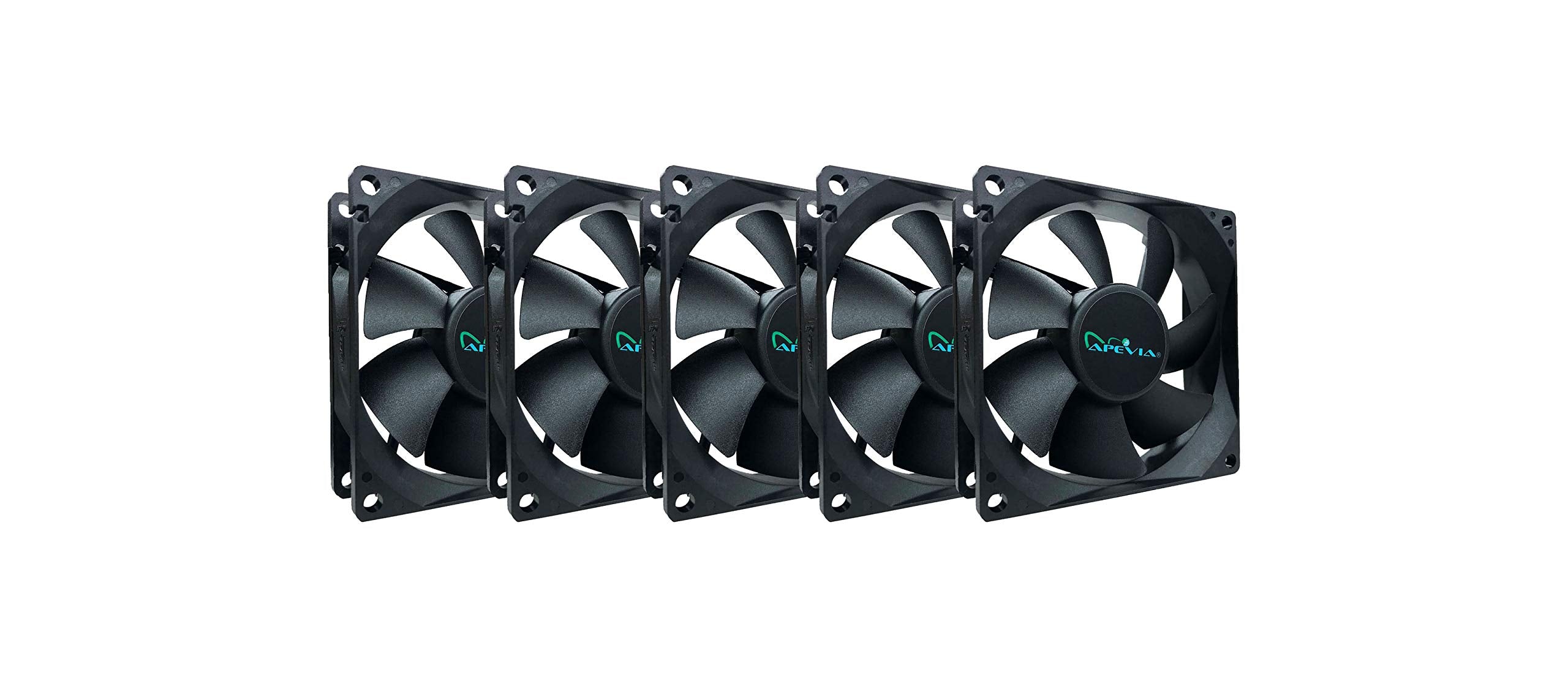 Apevia Af58S Bk 80Mm 4Pin Molex + 3Pin Motherboard Silent Black Case Fan   Connect To Power Supply Or Motherboard (5 Pk)