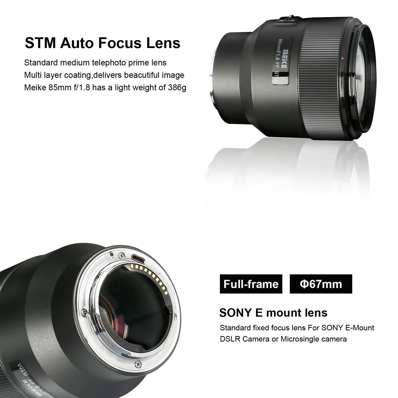 Meike 85Mm F1.8 Full Frame Af Stm(A Stepping Motor) Lens Large Aperture Auto Focus Medium Telephoto Fixed Prime Portrait Lens Fo