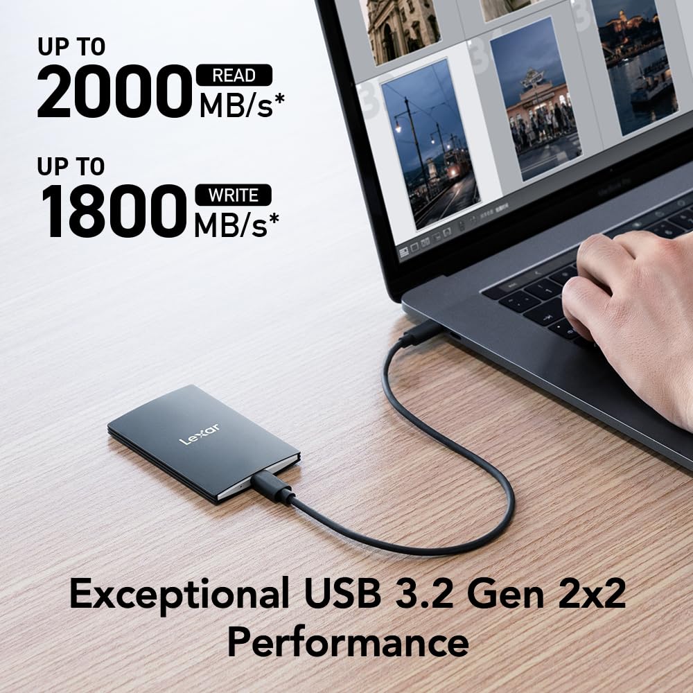 Lexar 1Tb Sl500 Portable Ssd, Up To 2000Mb/S Read, Compatible W/Type-C Laptops, Iphone 15, Smartphones, Tablets, Ps5, Xbox, Usb
