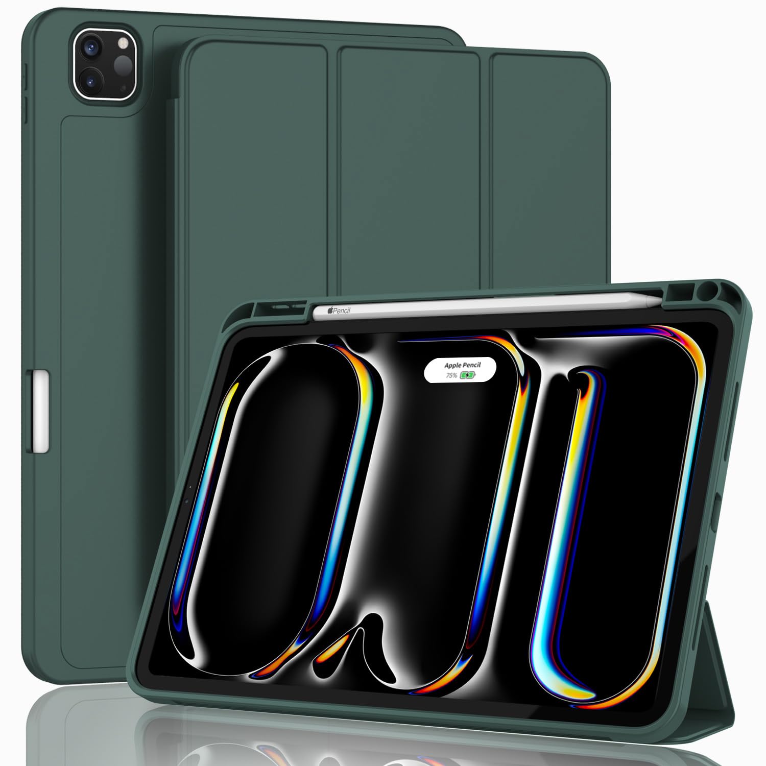 ZryXal iPad Pro 11 Inch Case (M5) 2025/ (M4) 2024 (Model: A2836/A2837/A3006), Trifold Stand Smart Cover with Pencil Holder and S