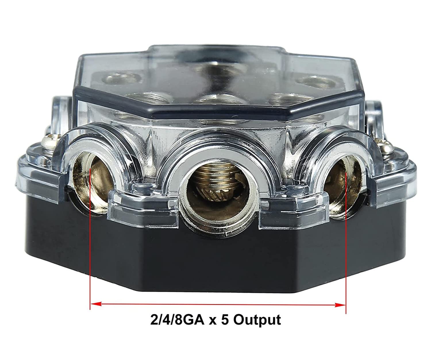 Xmhf Power Distribution Block Car Auto Audio Amplifier Vehicle 1 In 5 Ways Out 0/2/4 Gauge In 2/4/8 Gauge Out Amp Power Ground D