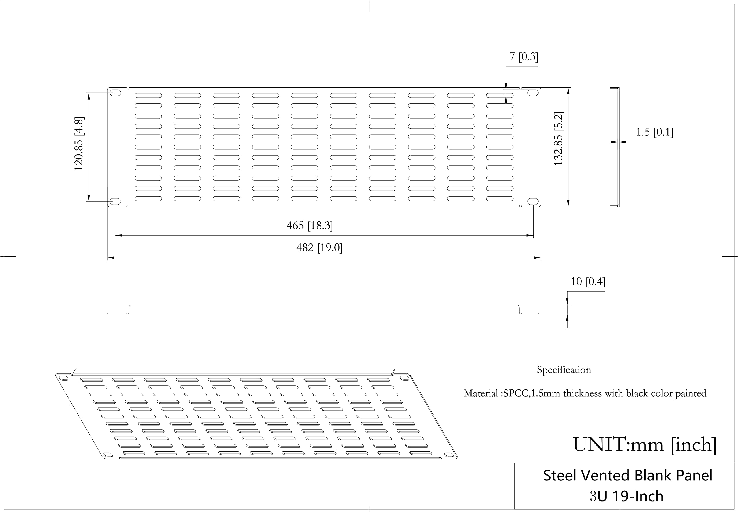 Qiaoyoubang 2 Pack Of 3U Vented Blank Panel   Metal Rack Mount Filler Panel For 19In Server Rack Cabinet Or Enclosure, Black (3U