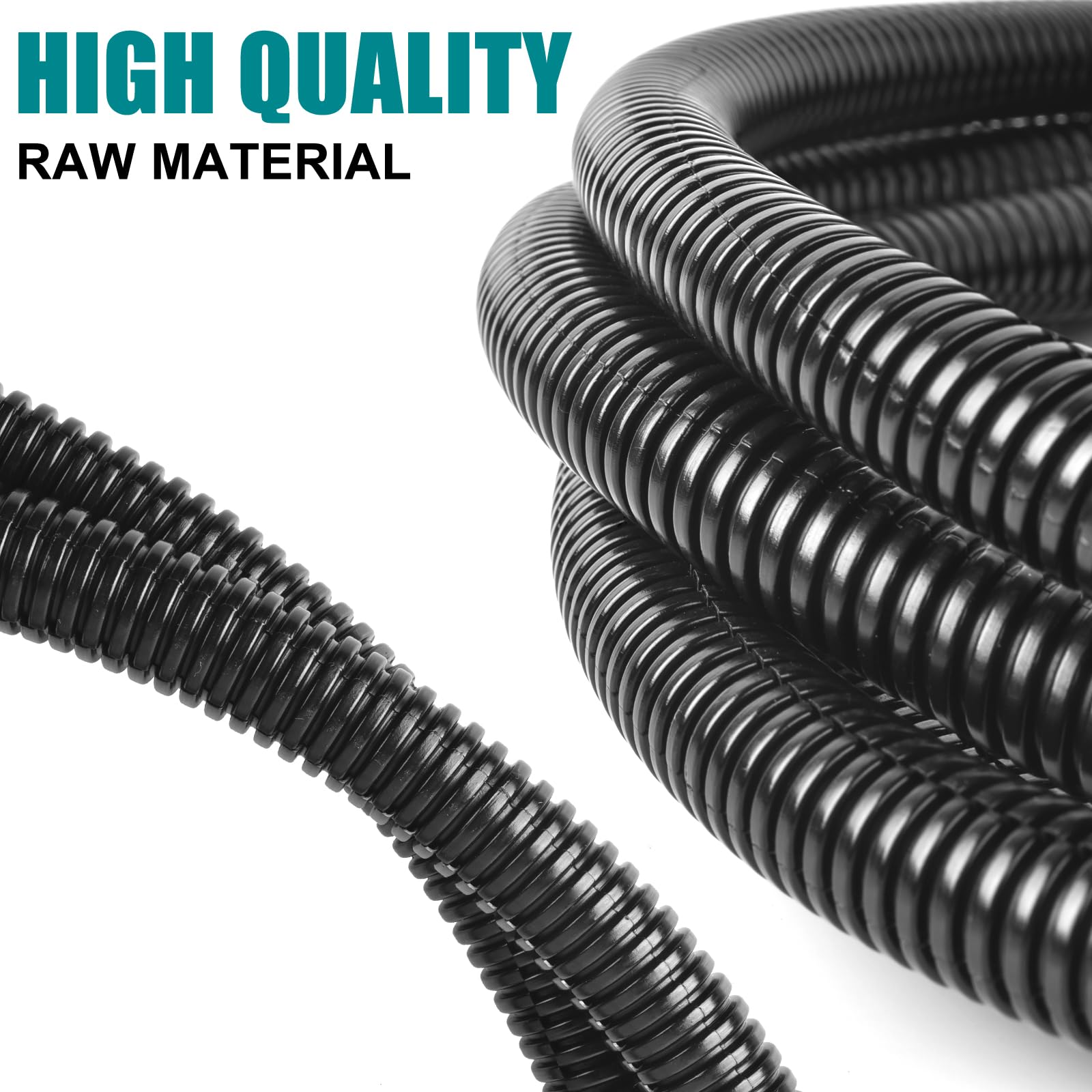 1/2 Inch Wire Loom Split Tubing   30 Ft Cord Protector Electric Wires Covers, Automotive Wire Flexible Conduit, Plastic Wire Cov
