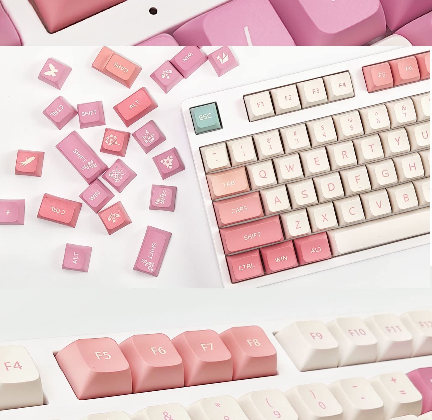 Ilycheegami Pbt Keycaps Xda Cute Pink Keycaps Dye Sublimation Universal Mechanical Keyboard Keycaps Compatible With Cherry Mx Sw