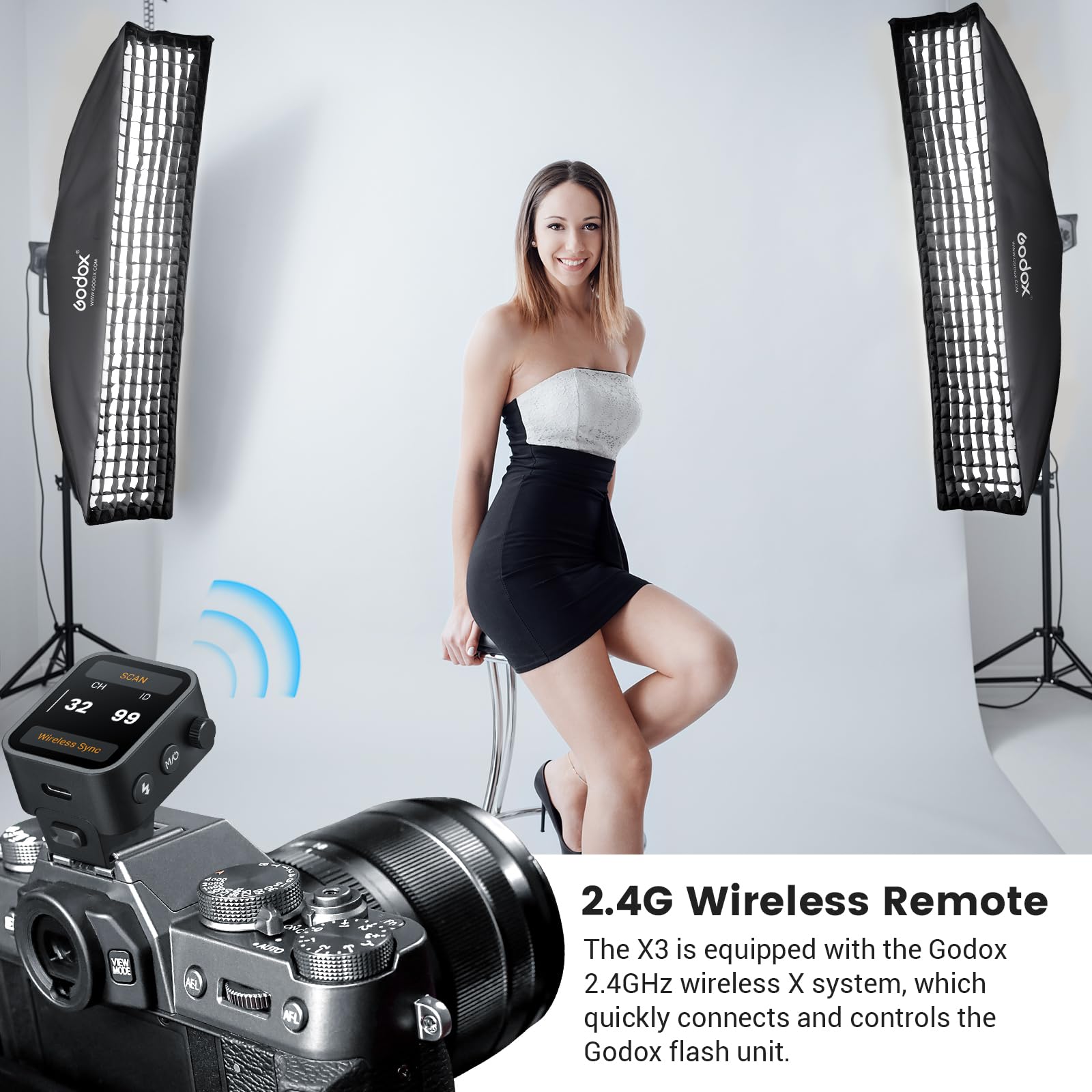 Godox X3-F Touchscreen Ttl Wireless Flash Trigger For Fuji Camera, 1/8000S Hss Ttl Tcm Function, Built-In Battery Usb-C Charge F