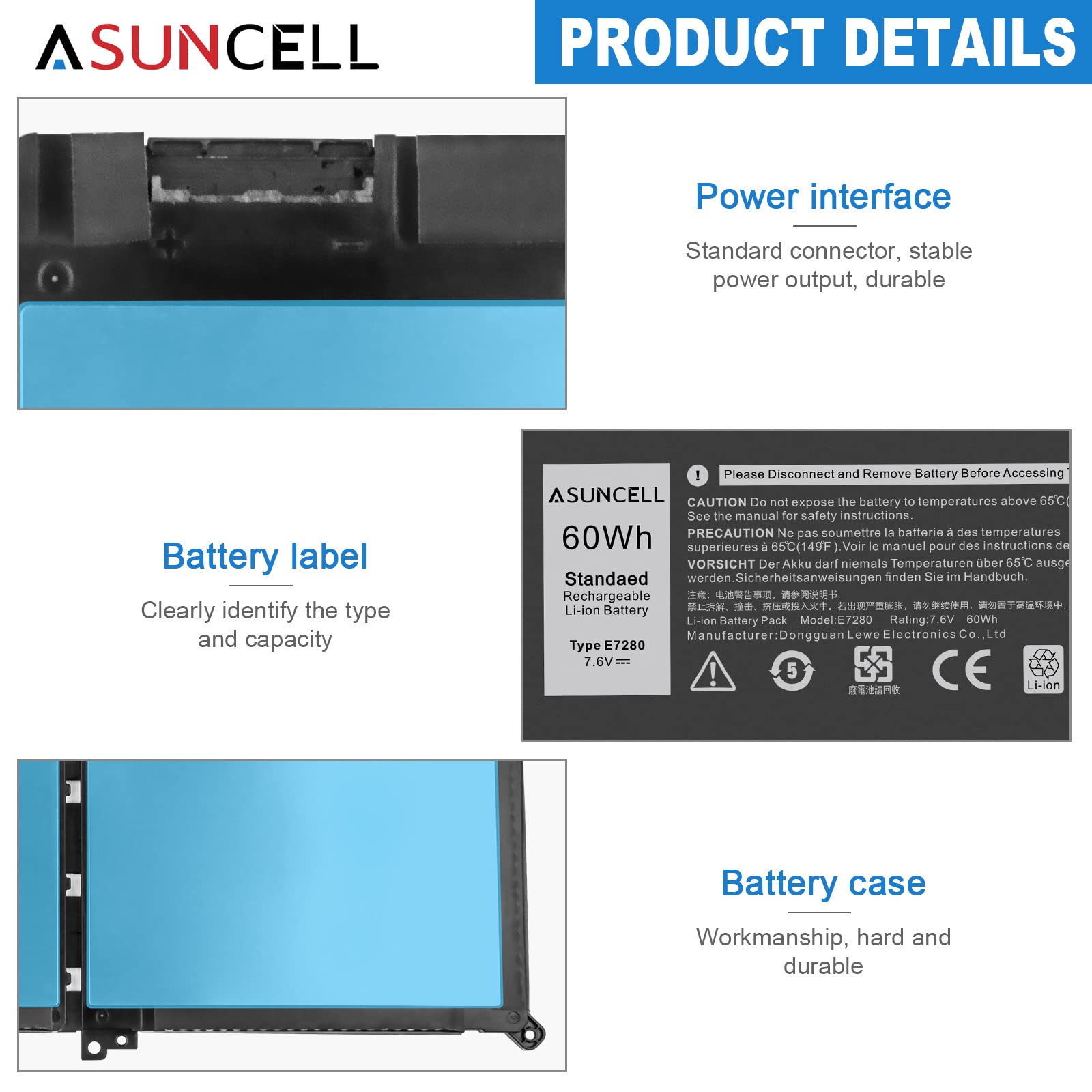 Asuncell 60Wh F3Ygt Battery For Dell Latitude 7480 7490 7390 7290 7280 7380 E7280 E7290 E7380 12 7000 13 7000 14 7000 Series P73