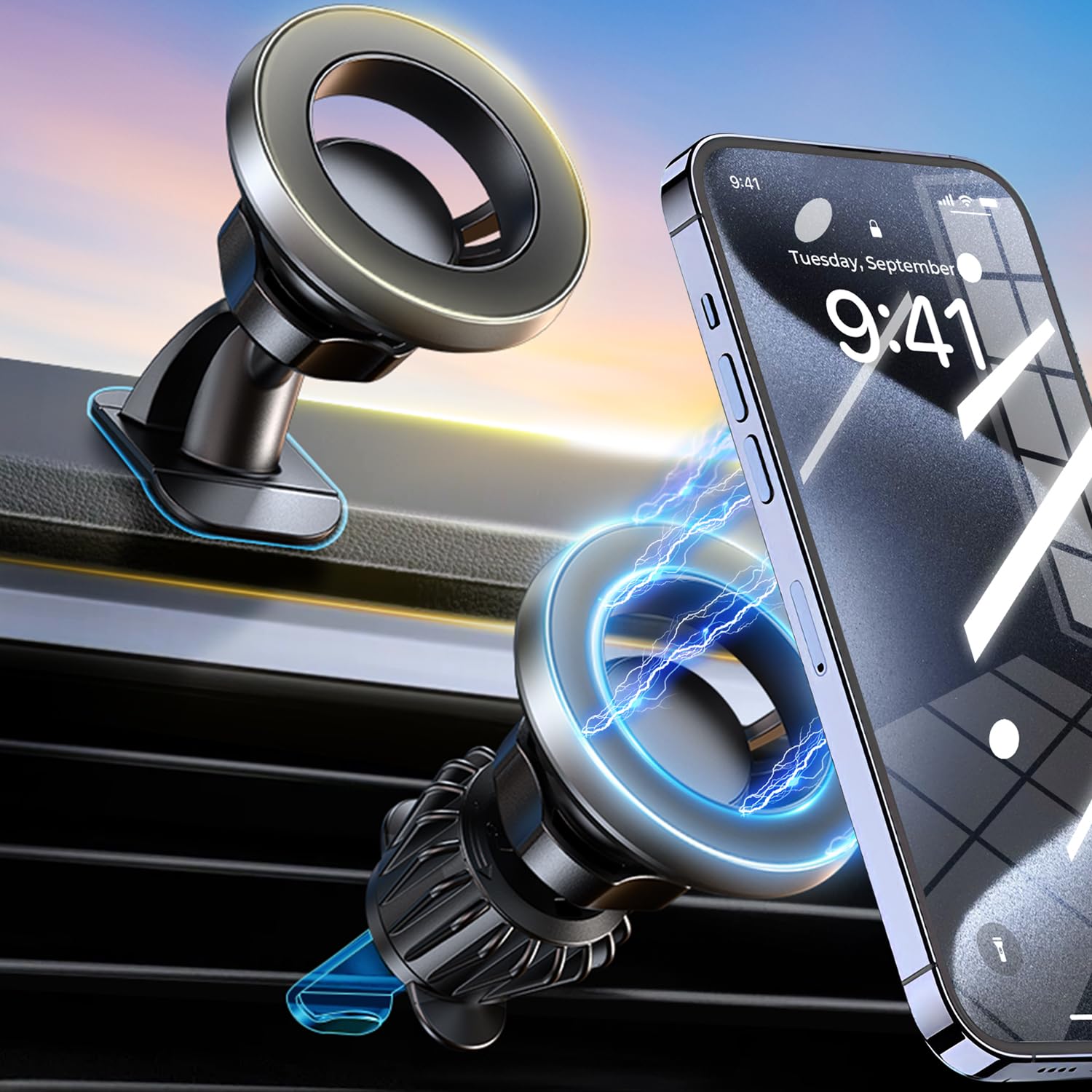 ?20X Official Certified Magnets ?For Magsafe Car Mount, 2In1 Dashboard Air Vent Phone Holder, Strong Adhesive, Heat Resistant, 3