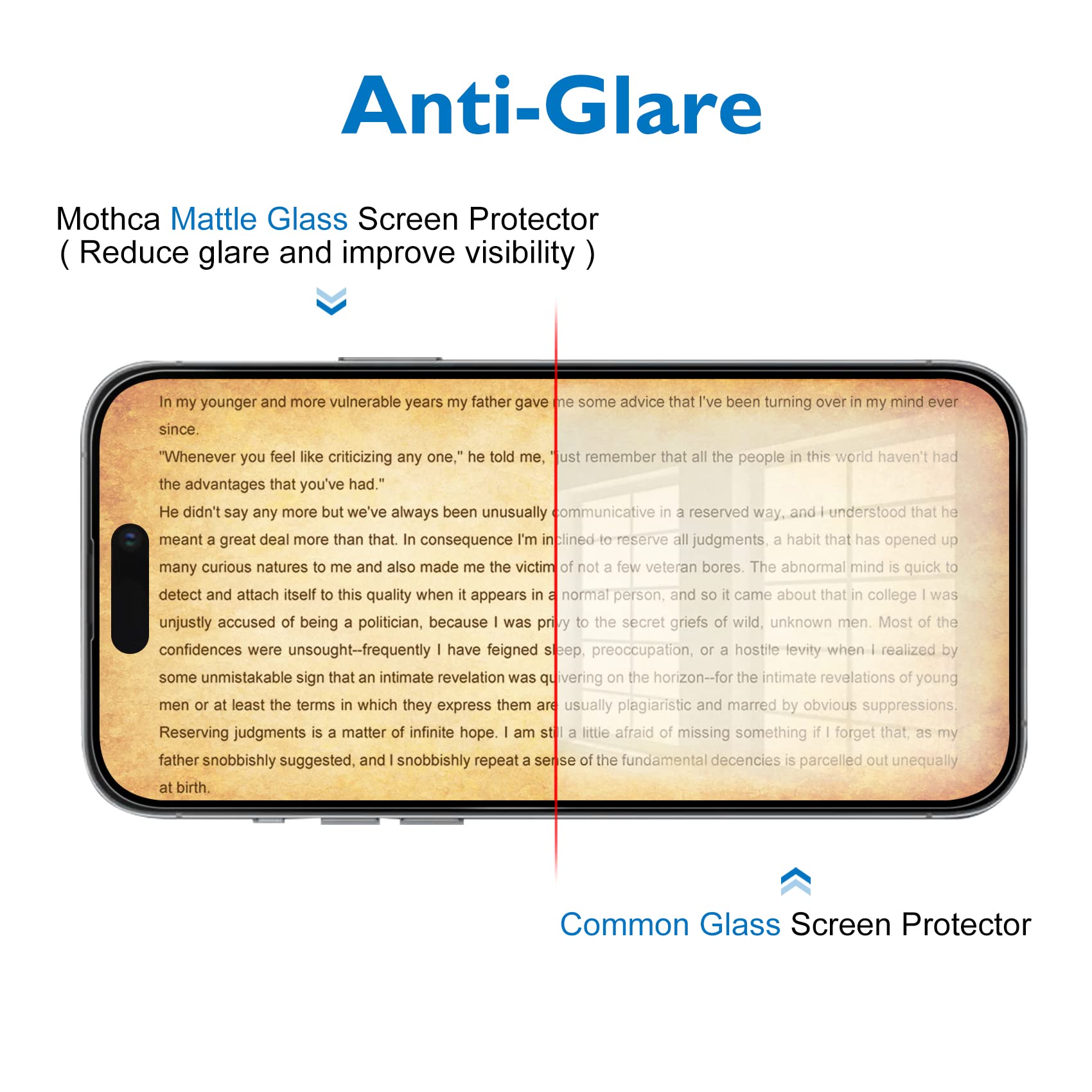 Mothca Matte Glass Screen Protector For Iphone 14 Pro Max Anti Glare & Anti Fingerprint Tempered Glass Clear Film Full Screen Ca