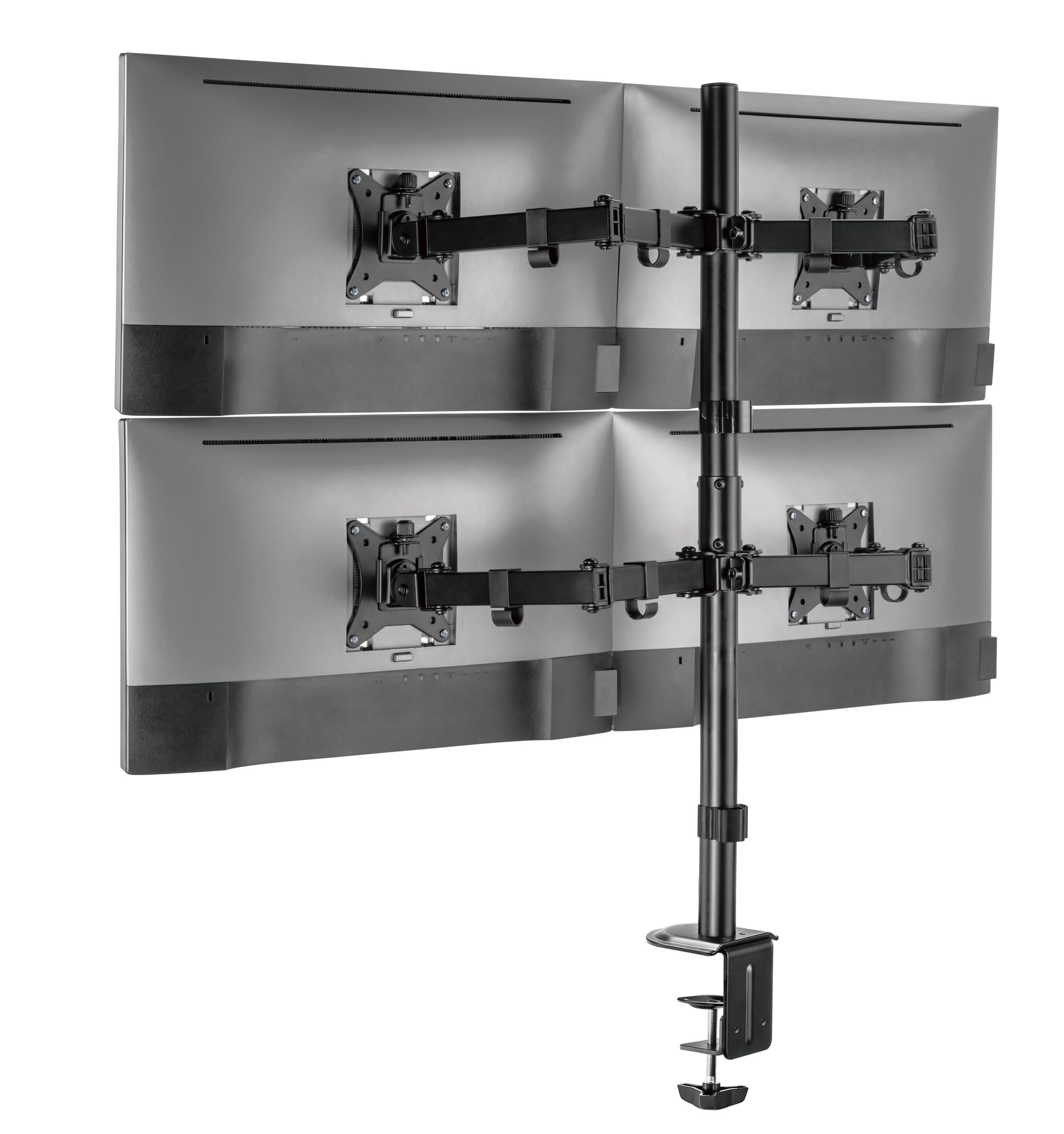 Jin Office Four Monitor Stand With 1332 Support| 8 Kg Weight Cap. Per Monitor| Four Monitor Arm| Tilt And Rotation Feature | 3