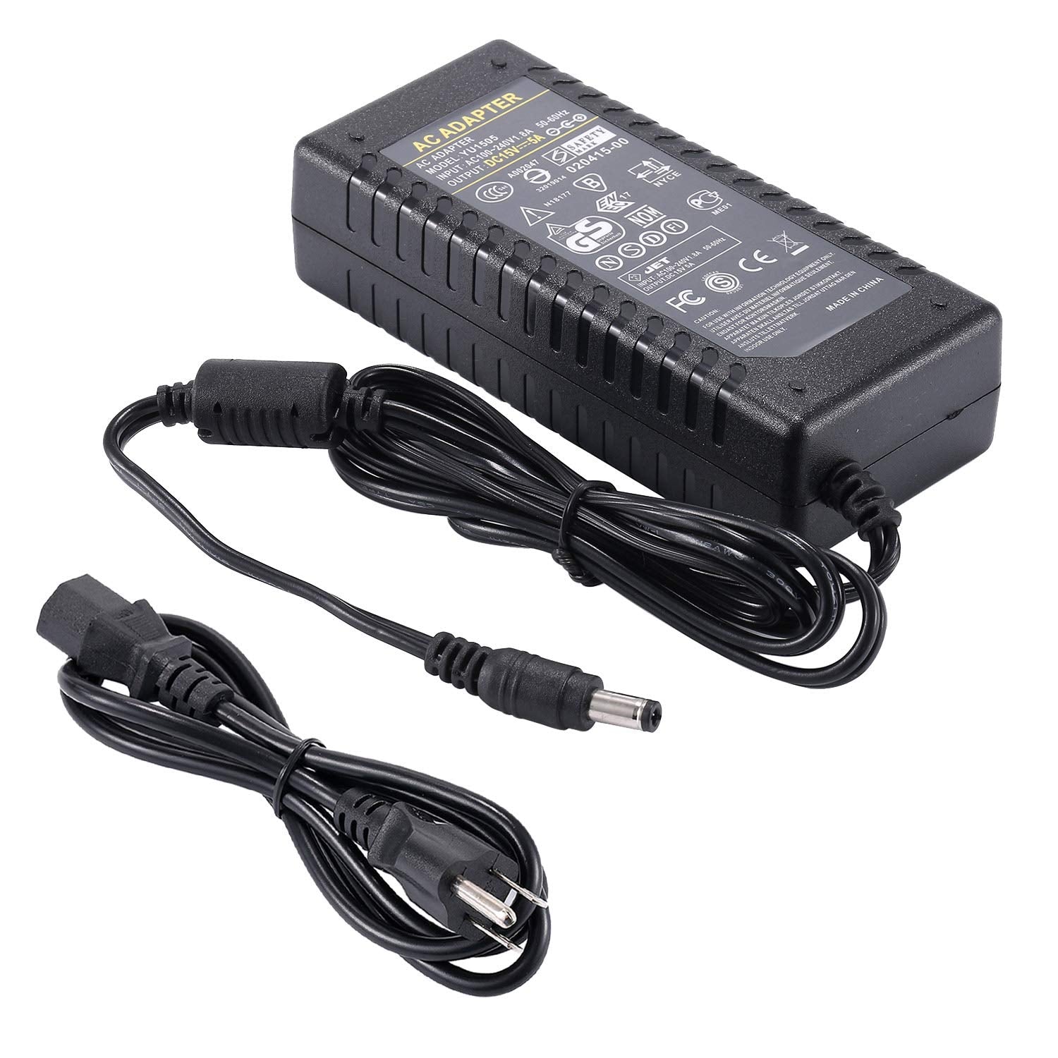 15V 5A Power Supply, Universal Ac 100 240V To Dc 15V 5A 75W Power Adapter Transformer 5.5X2.5Mm Compatible With 15 Volt 4.8A For
