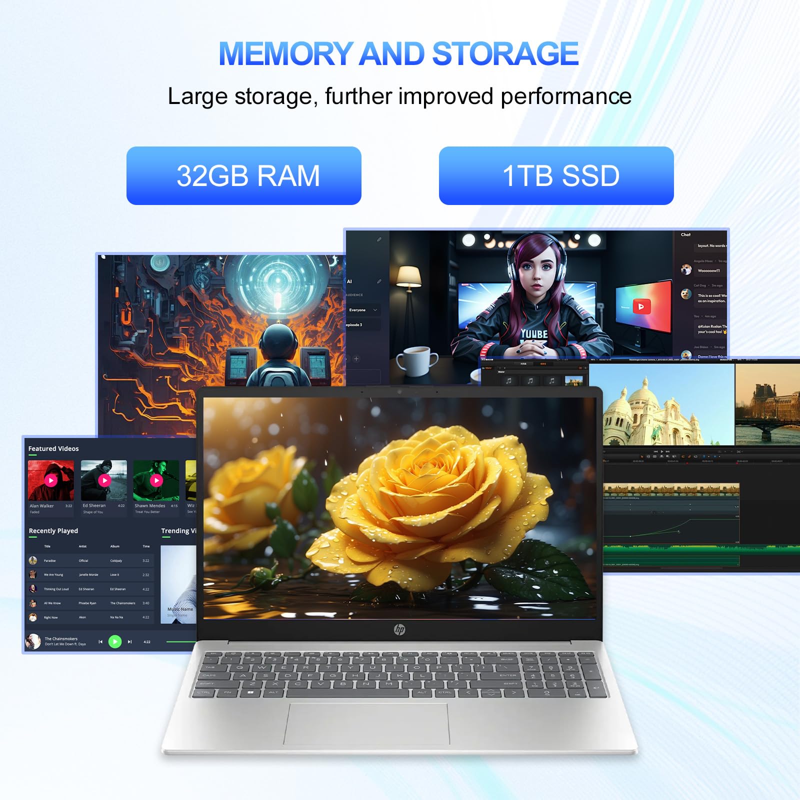 Hp 15.6'' Touchscreen Laptop Computer, Intel I3-1215U(Up To 4.4Ghz), Intel Uhd Graphics, 32 Gb Ram, 1 Tb Ssd, Long Battery Life,