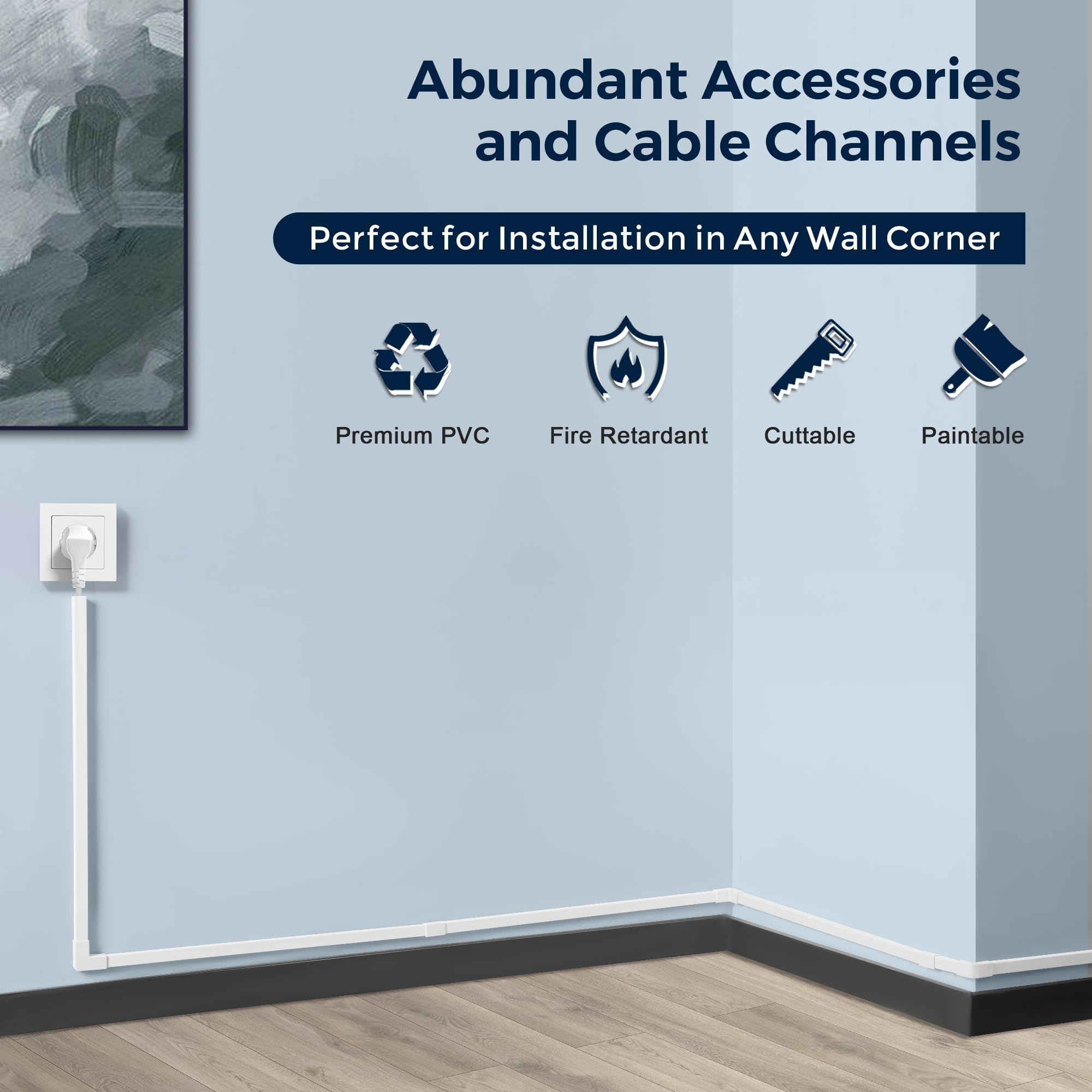 340In Cord Covers For Wires On Wall, One Cord Wire Covers For Cords, Small White Cord Hider Wall, Yclyc Cable Raceway Wire Hider