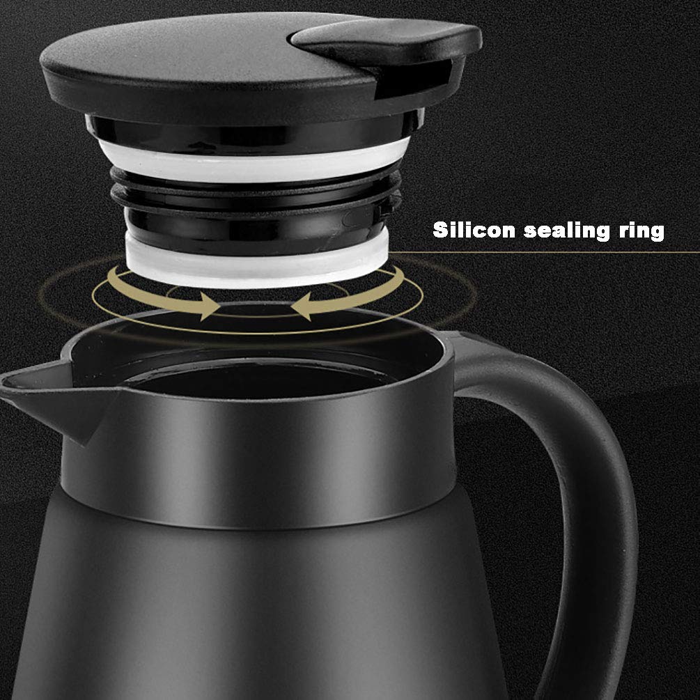 Goeielewe Thermal Coffee Carafe Tea Pot 20 Oz Stainless Steel Insulation Pot Double Wall Vacuum Insulated Coffee Water & Beverage Dispenser (Black)