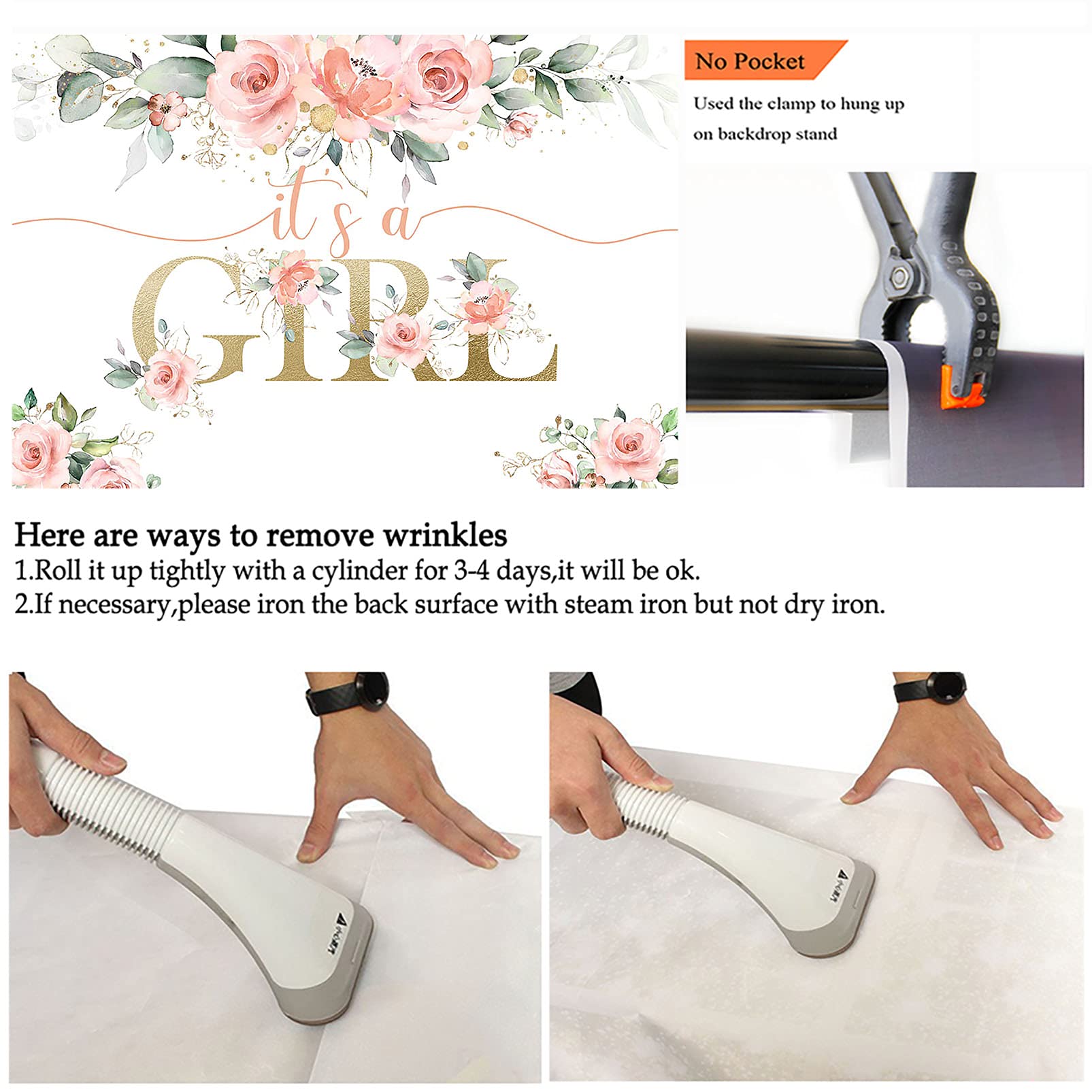 Avezano Blush Pink Floral Baby Shower Backdrop For Girls Baby Shower Photography Background It'S A Girl Baby Shower Decorations