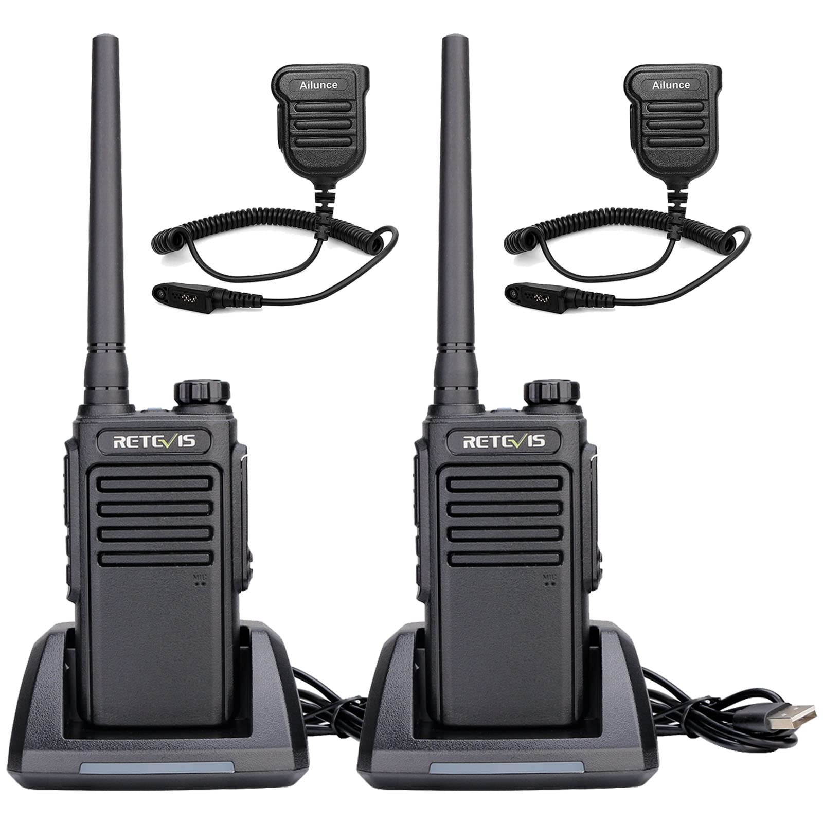 Retevis Rt47V Murs Radios, 2 Way Radios With Shoulder Mic, Ip67 Waterproof Walkie Talkies, Rechargeable, For Boating, Fishing,Su