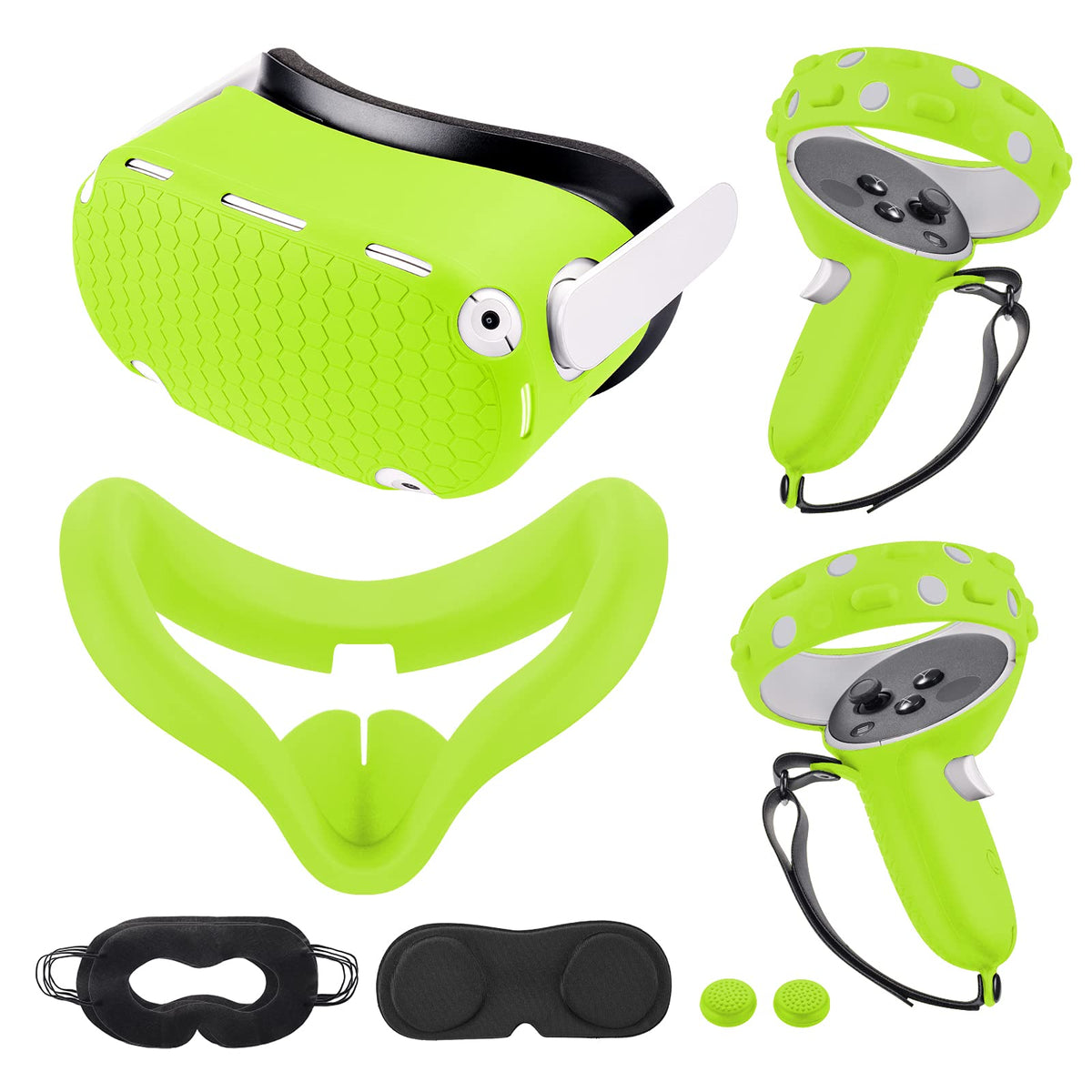 Compatible With Oculus Quest 2 Accessories, Silicone Face Cover, Vr Shell Cover,Compatible With Quest 2 Touch Controller Grip Co