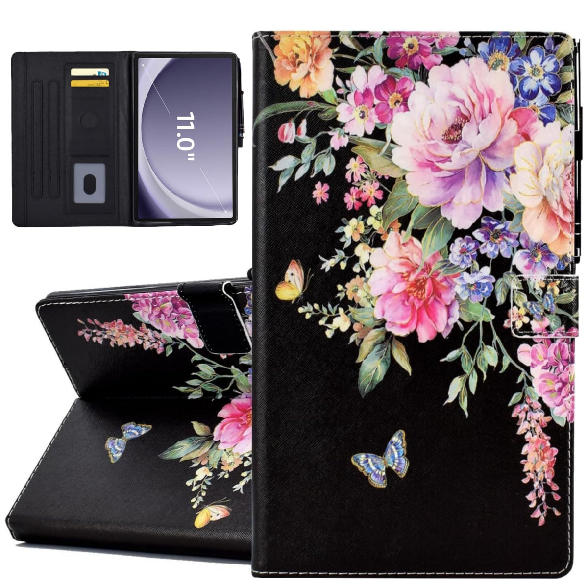 Kerom Case For Samsung Galaxy Tab A9+/A9 Plus 11 Inch 2023 (Sm X210/X216/X218), Multi Angle Viewing Stand Folio Cover Pu Leather