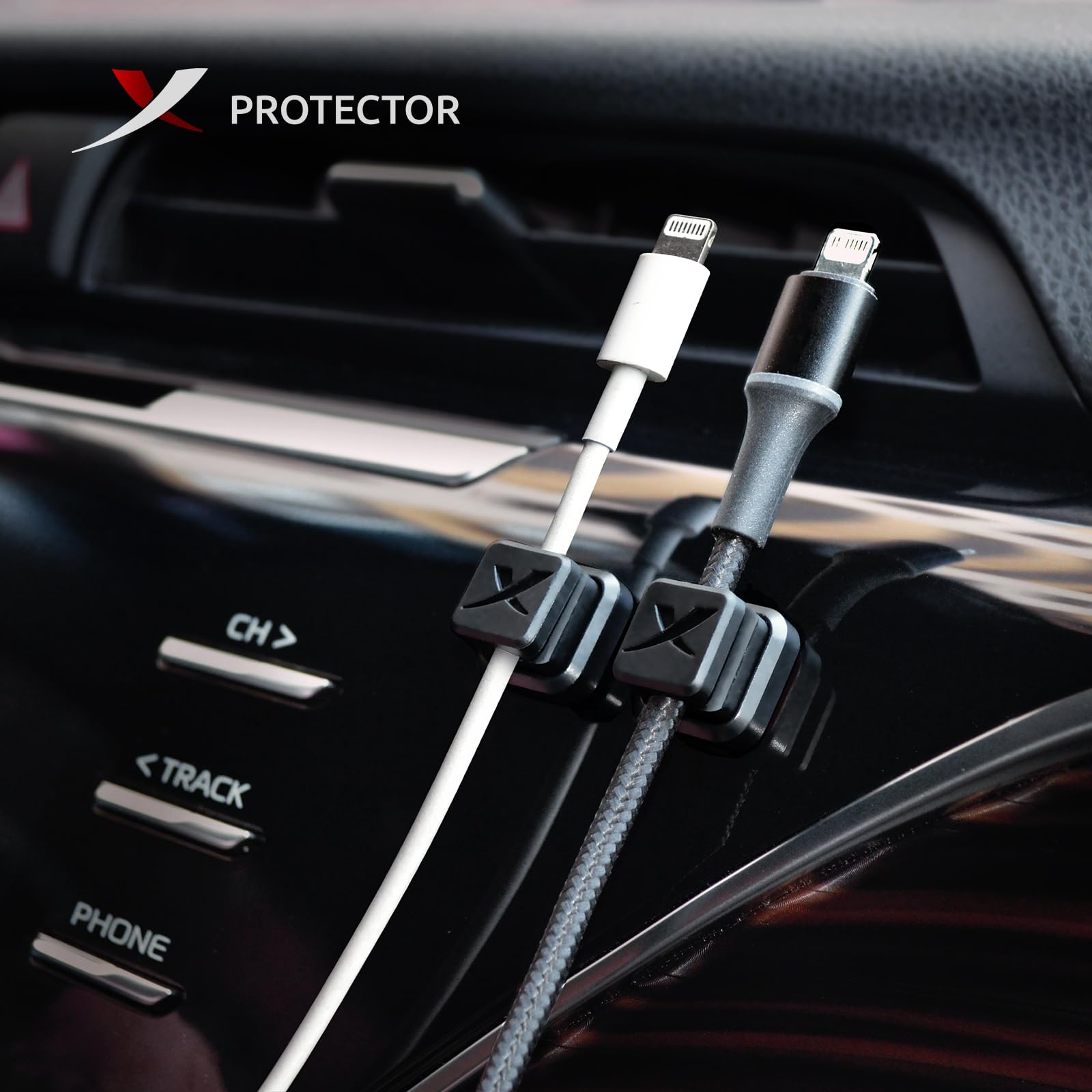 Magnetic Cable Holders X Protector 6 Pcs   Premium Cable Clips   Self Adhesive Cable Holder For Car   Cord Organizer For Desk