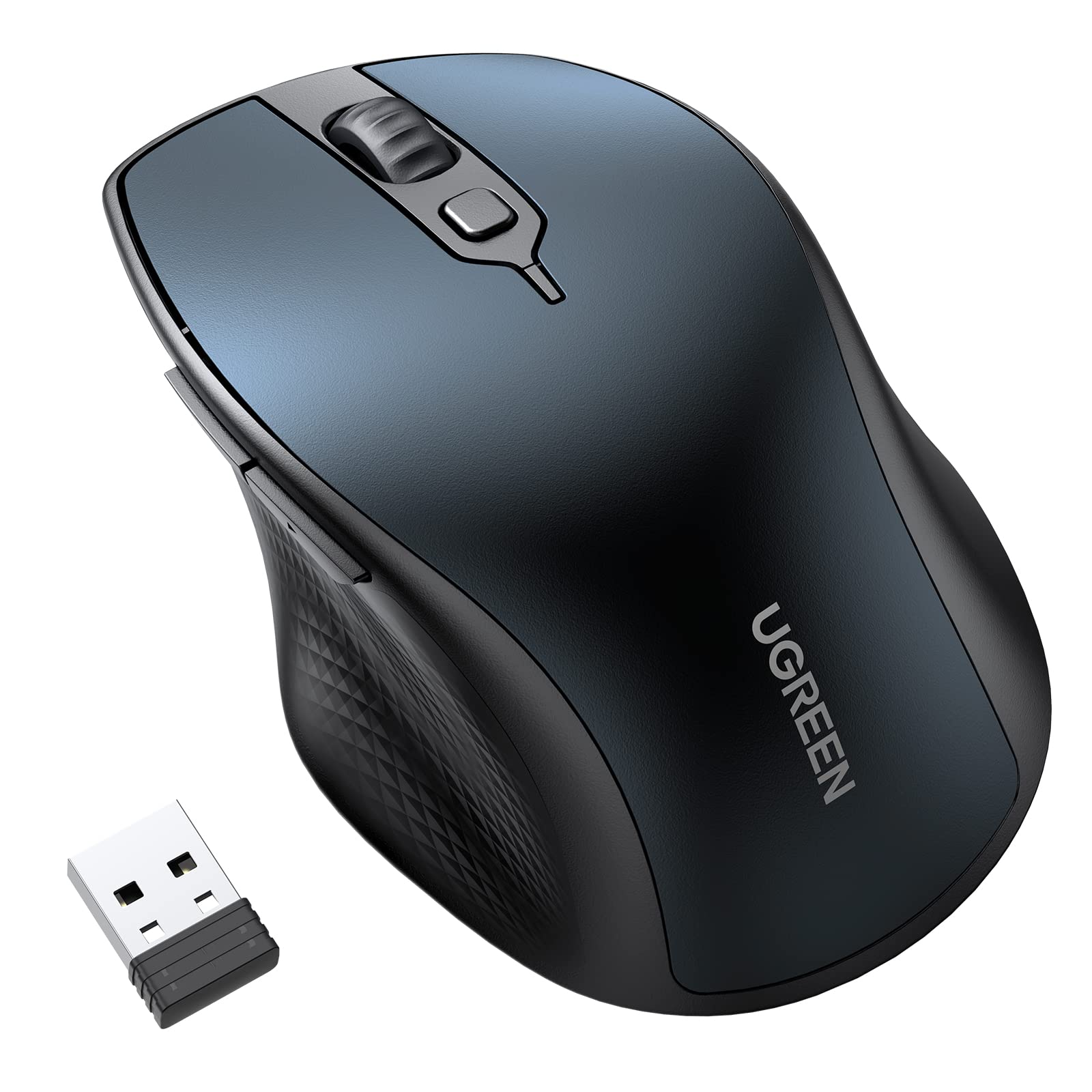 UGREEN Wireless Mouse, Ergonomic Bluetooth 5.0 Mouse for Laptop, 2.4G Cordless with USB Receiver, 1000/1600/2000/4000 DPI, 5 But