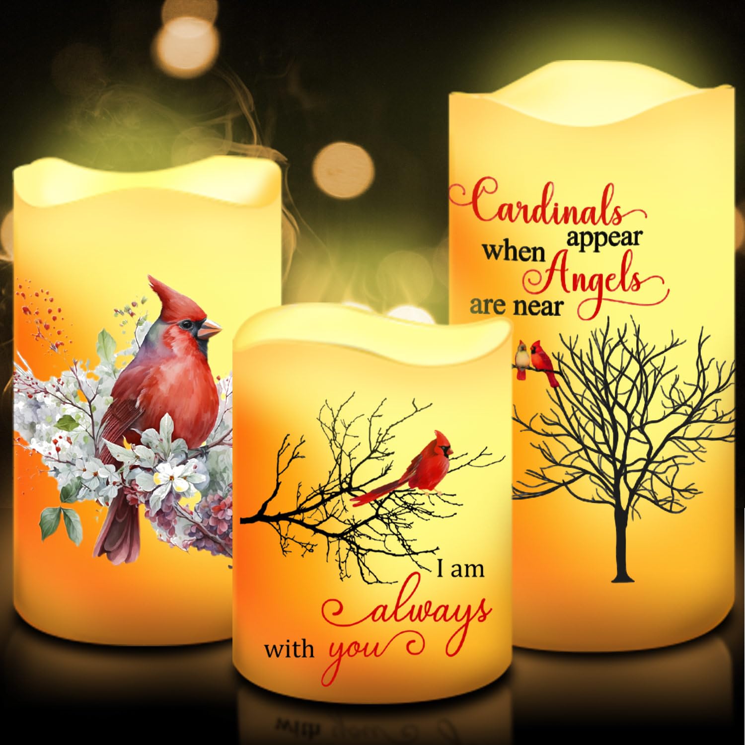 Tujoe 3 Pcs Eid Mubarak Flickering Flameless Candles Ramadan Decor Eid Mubarak LED Battery Operated Candles Candle Lights for Mu