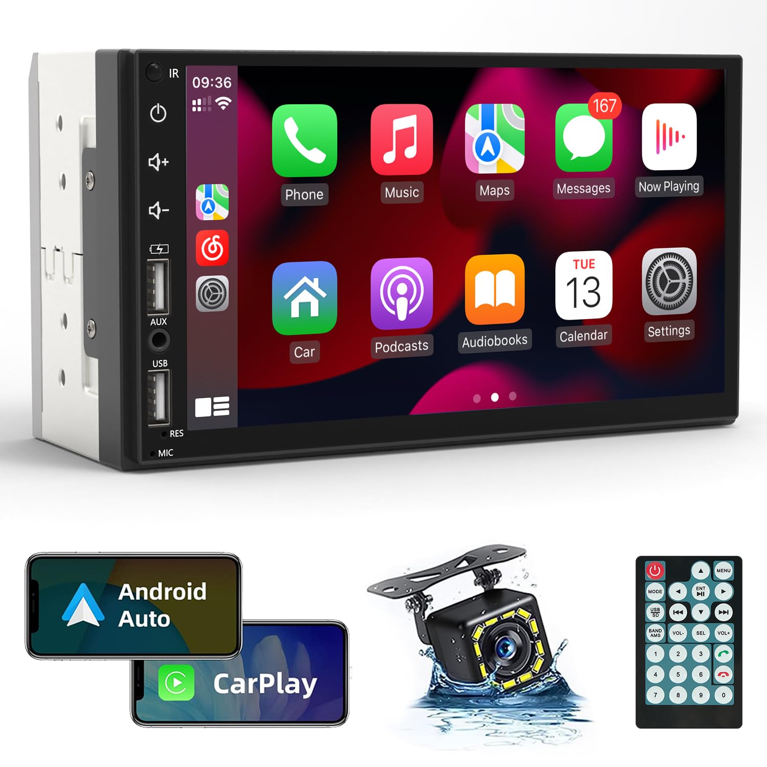 Leadfan Double Din Car Stereo Radio Support Apple Carplay&Android Auto, 7Inch Hd Touchscreen Double Din Radio With Bluetooth, Ca