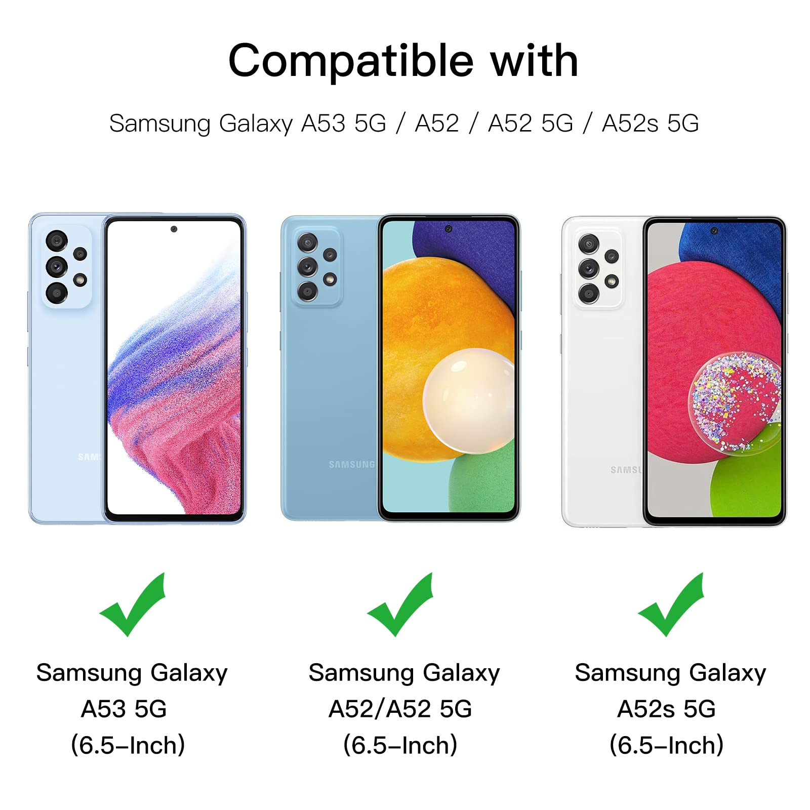 Jetech Screen Protector For Samsung Galaxy A53 5G / A52 / A52 5G / A52S 5G, 9H Tempered Glass Film, Anti Scratch, Hd Clear, 3 Pa