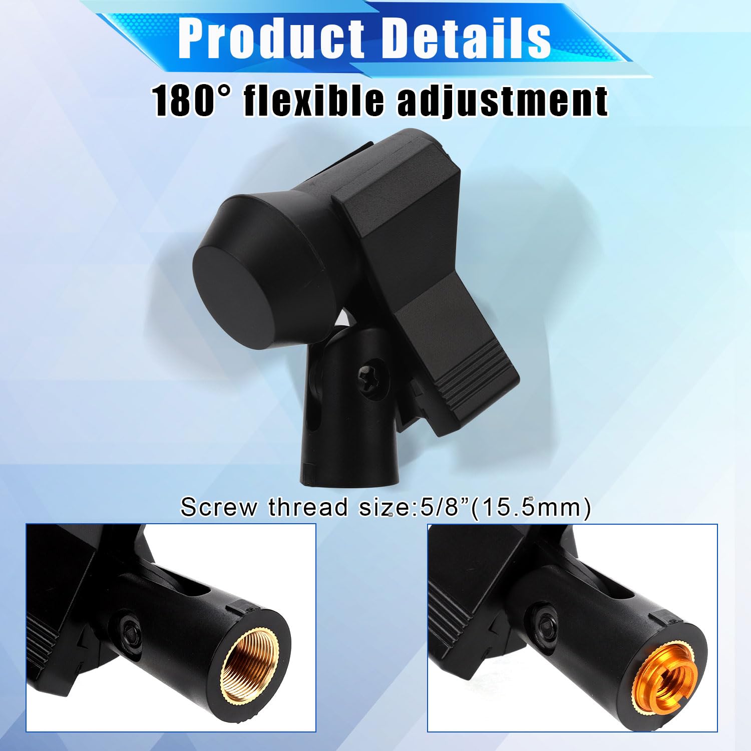 4Pcs Universal Mic Clips For Stands, Microphone Clip Holder With 4Pcs 5/8 Male To 3/8 Female Screw Adapters Adjustable Mic Holde