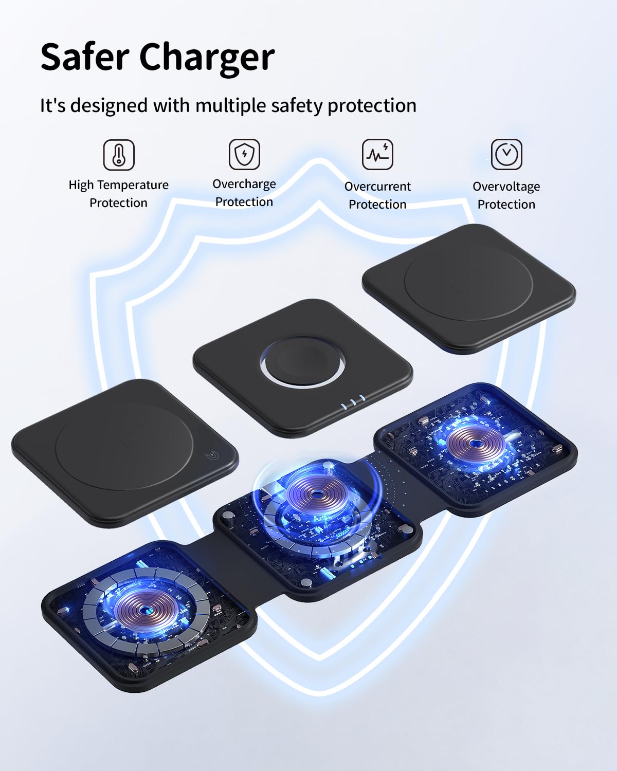 3 In 1 Wireless Charger For Mag Safe: Geekera Magnetic Charging Pad For Iphone 15/14/13/12 Pro Max/Plus/Mini, Apple Watch Ultra