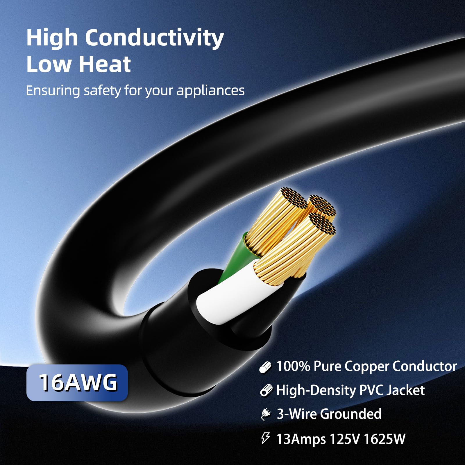 Islewire 15 Ft 3 Outlet Outdoor Extension Cord Waterproof, 16/3 Sjtw Black Extension Cord With Multiple Outlets, Heavy Duty 16 G