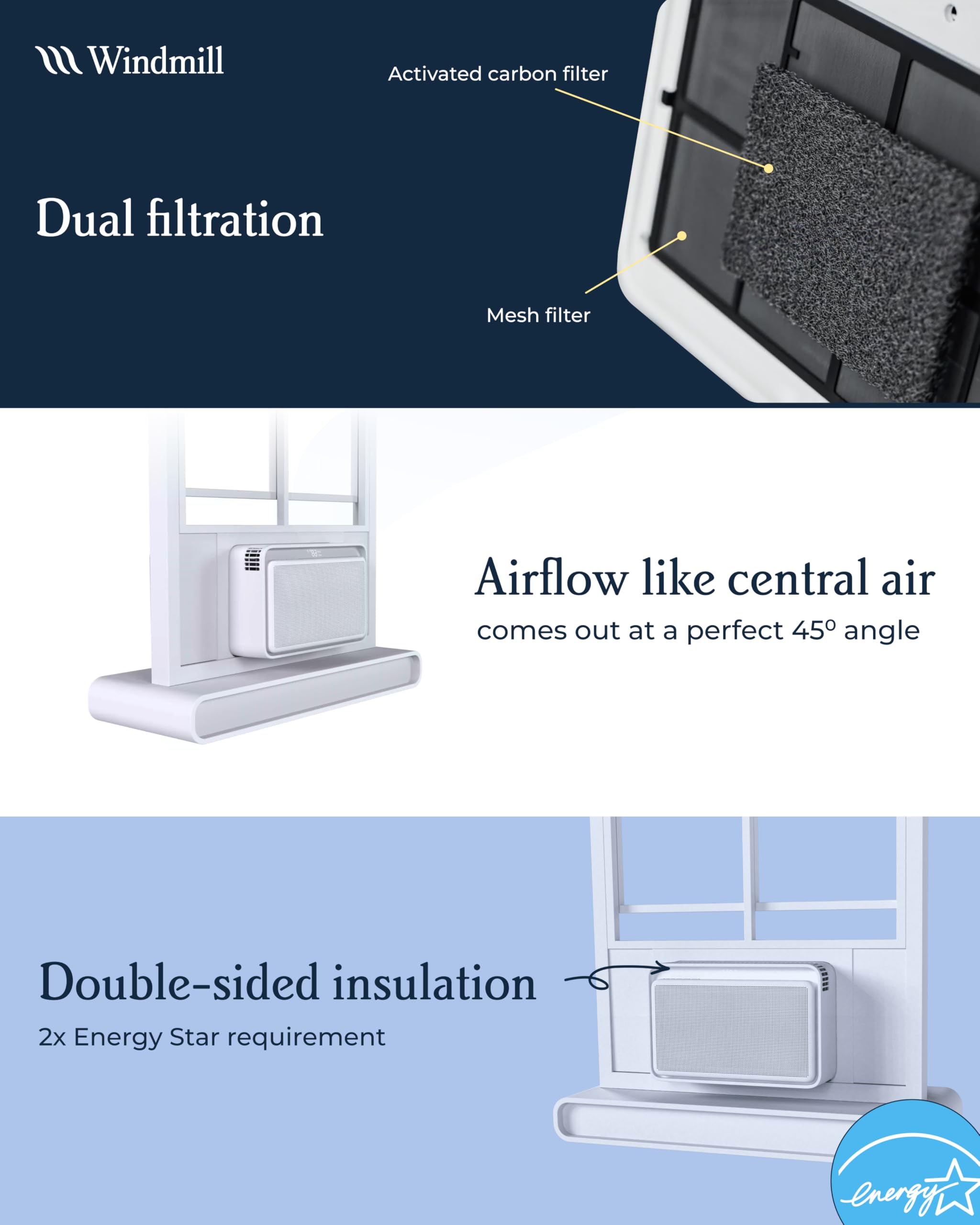 Windmill 8,000 Btu Inverter Window Air Conditioner - Ultra-Quiet & Smart, Cools Up To 350 Sq. Ft. - Easy Install, App/Wi-Fi, Voi