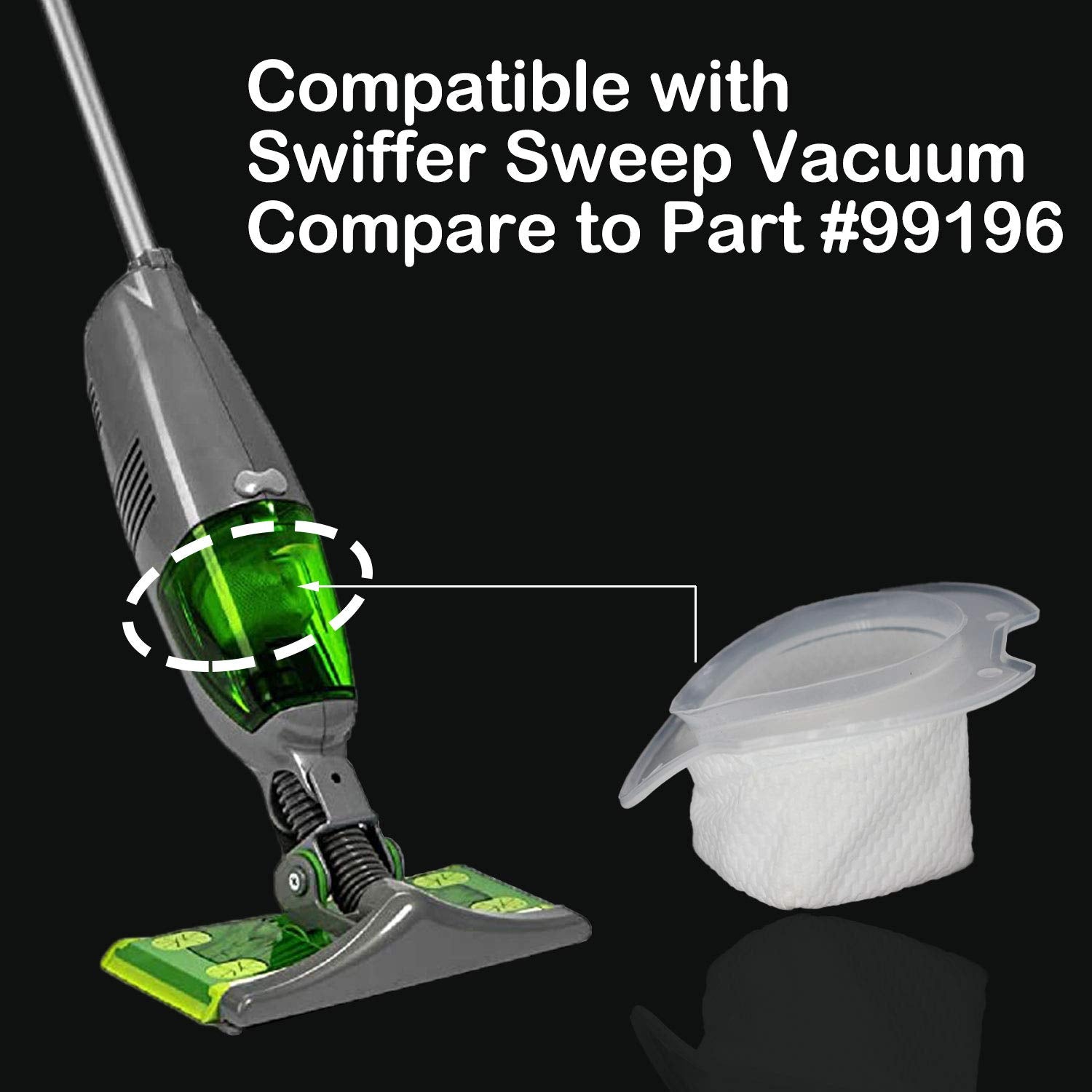 Yuefeng 12 Pack Replacement Filters Compatible With Swiffer Sweep And Vac. Compare To Part #99196