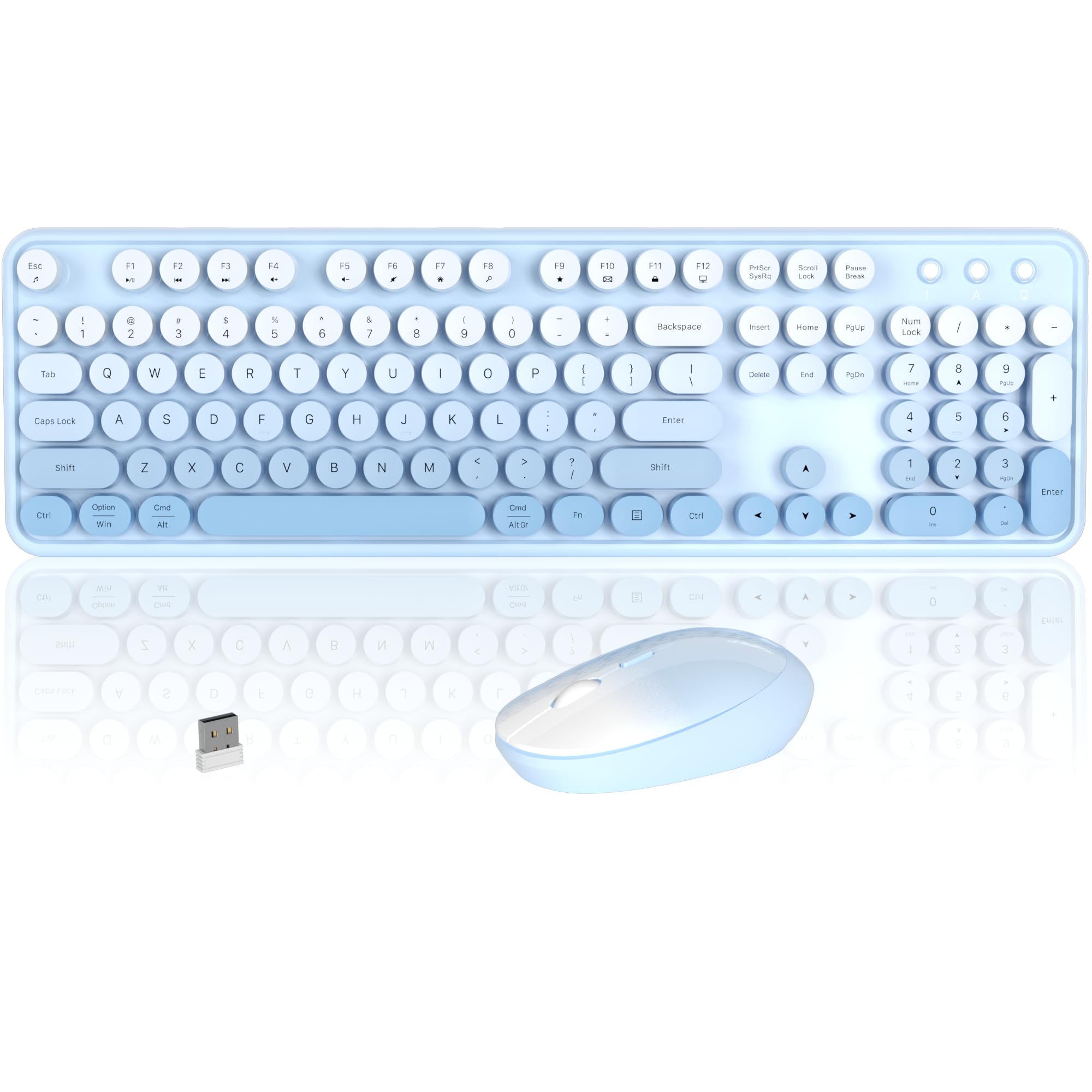 COVEVA Colorful Wireless Keyboard and Mouse Combo (Blue Gradient)
